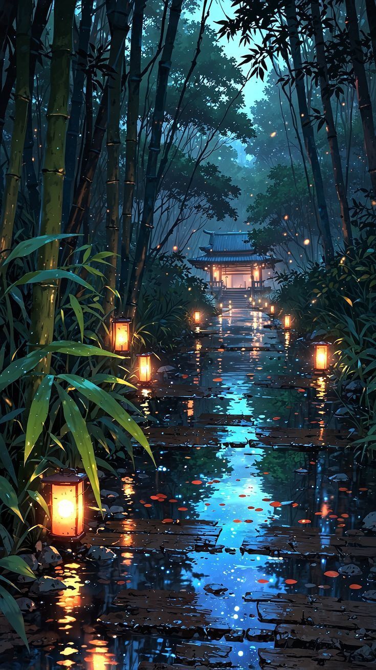 Japanese Anime Style Path Lanterns Best X Twitter Unique Creative Wallpaper And Background For IPhone 17 Series Including 17 Pro Max And IPhone Air