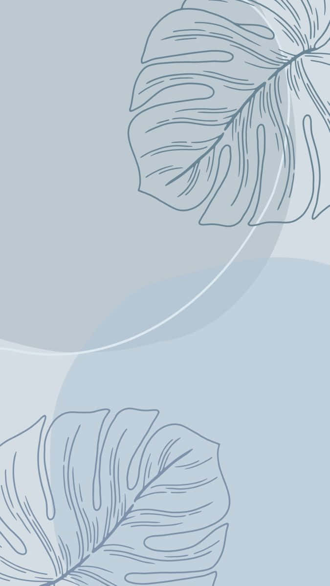 Download Preppy Blue Monstera Leaf Design Wallpaper