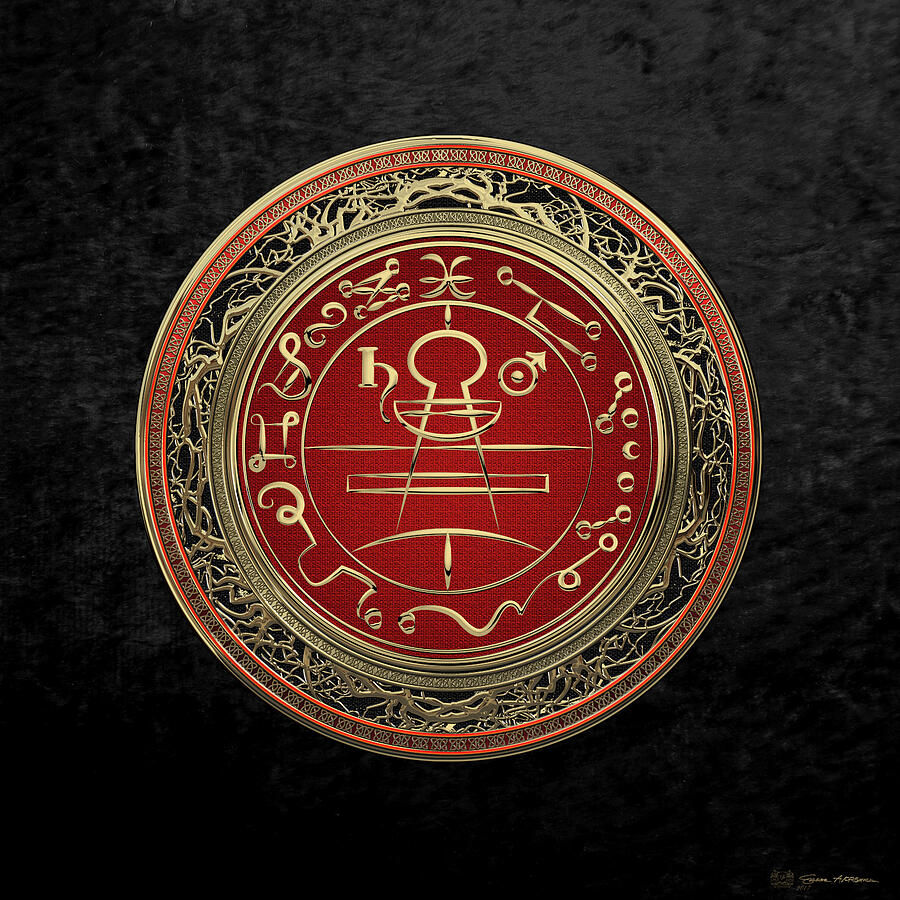 Gold Seal of Solomon Key of Solomon on Black Velvet