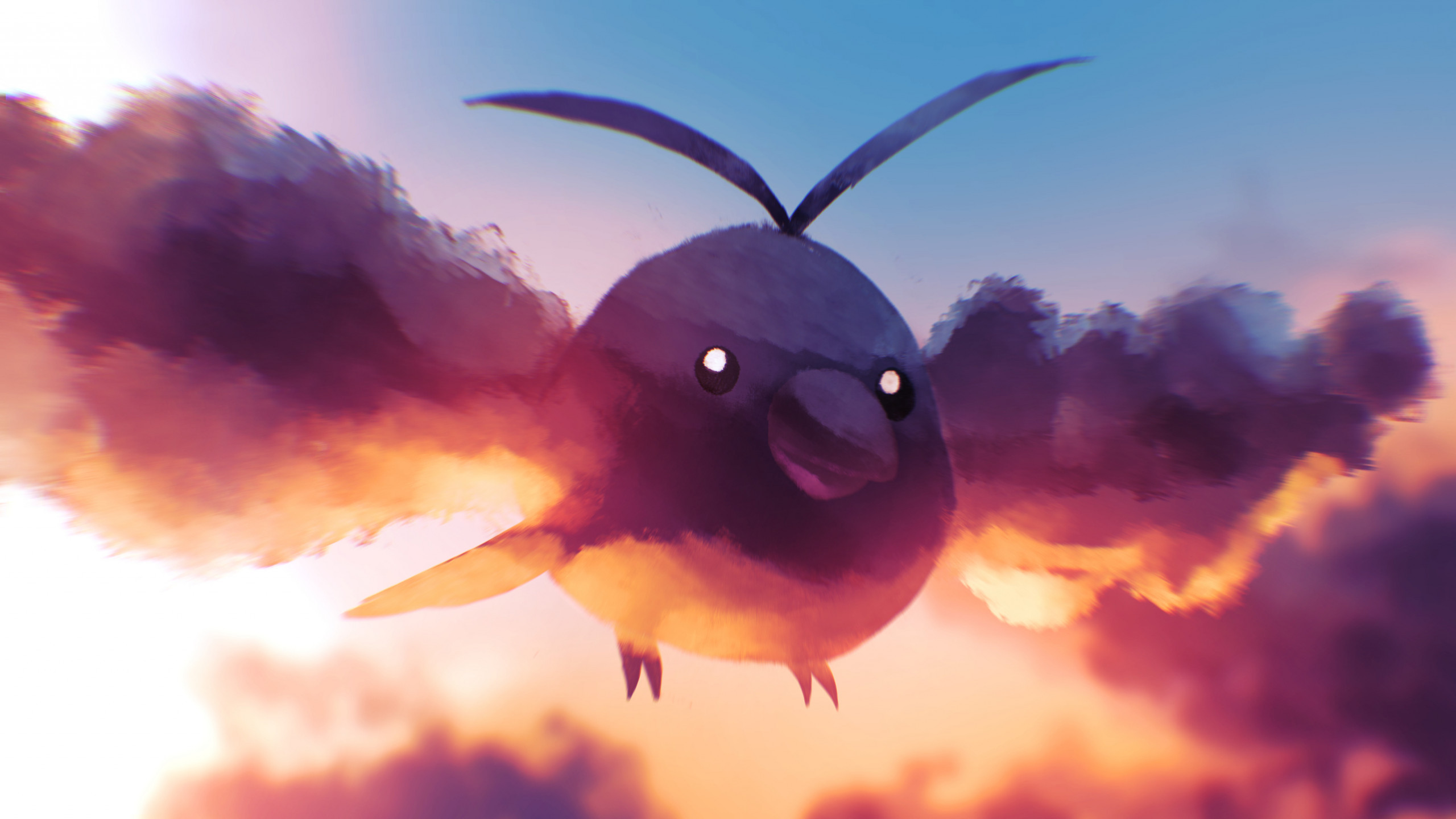 A Swablue, Pokemon in the sky at sunset [2560 x 1440]