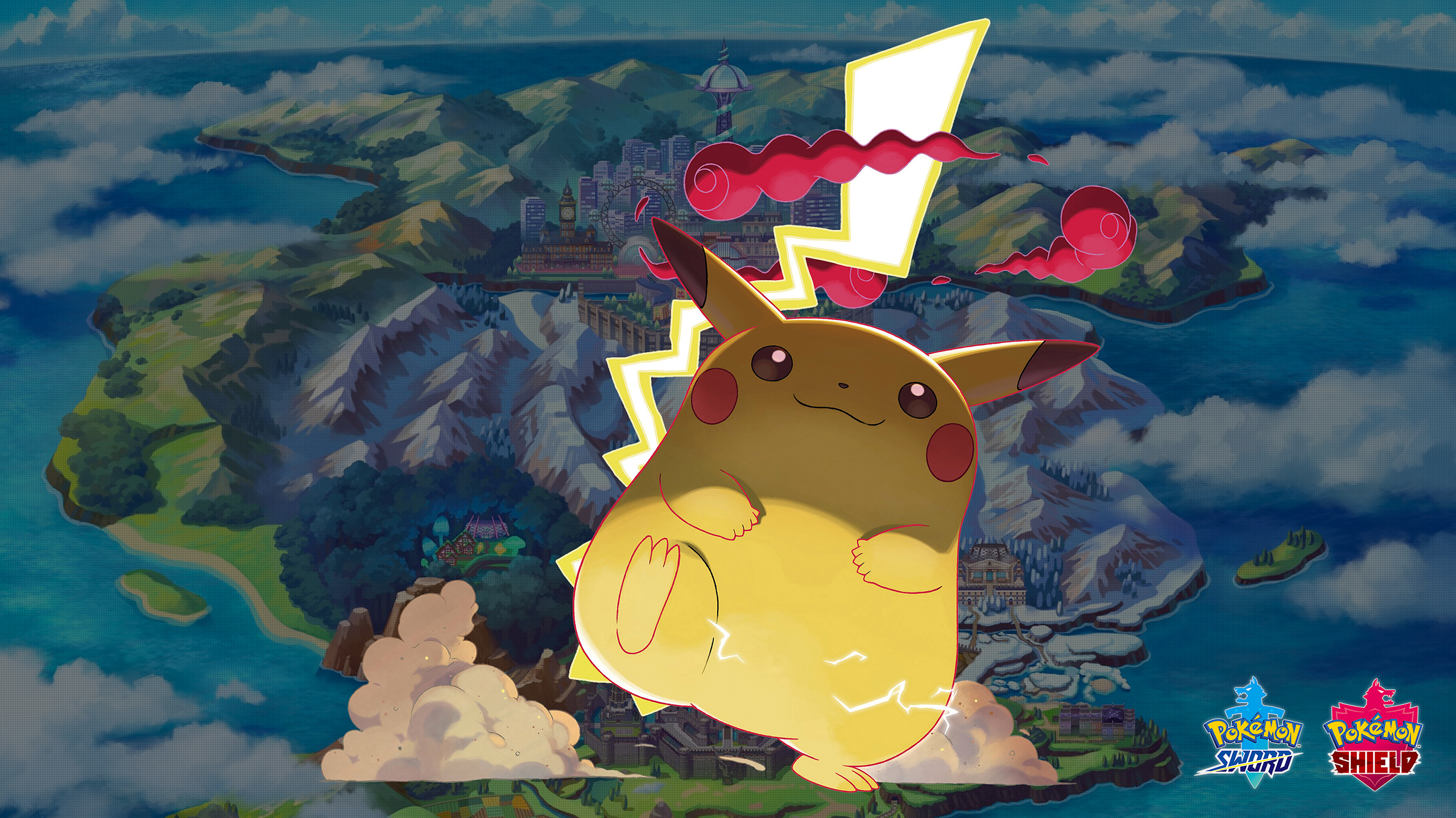 Pokemon Sword and Shield Gigantamax Pikachu Wallpaper with Monocle