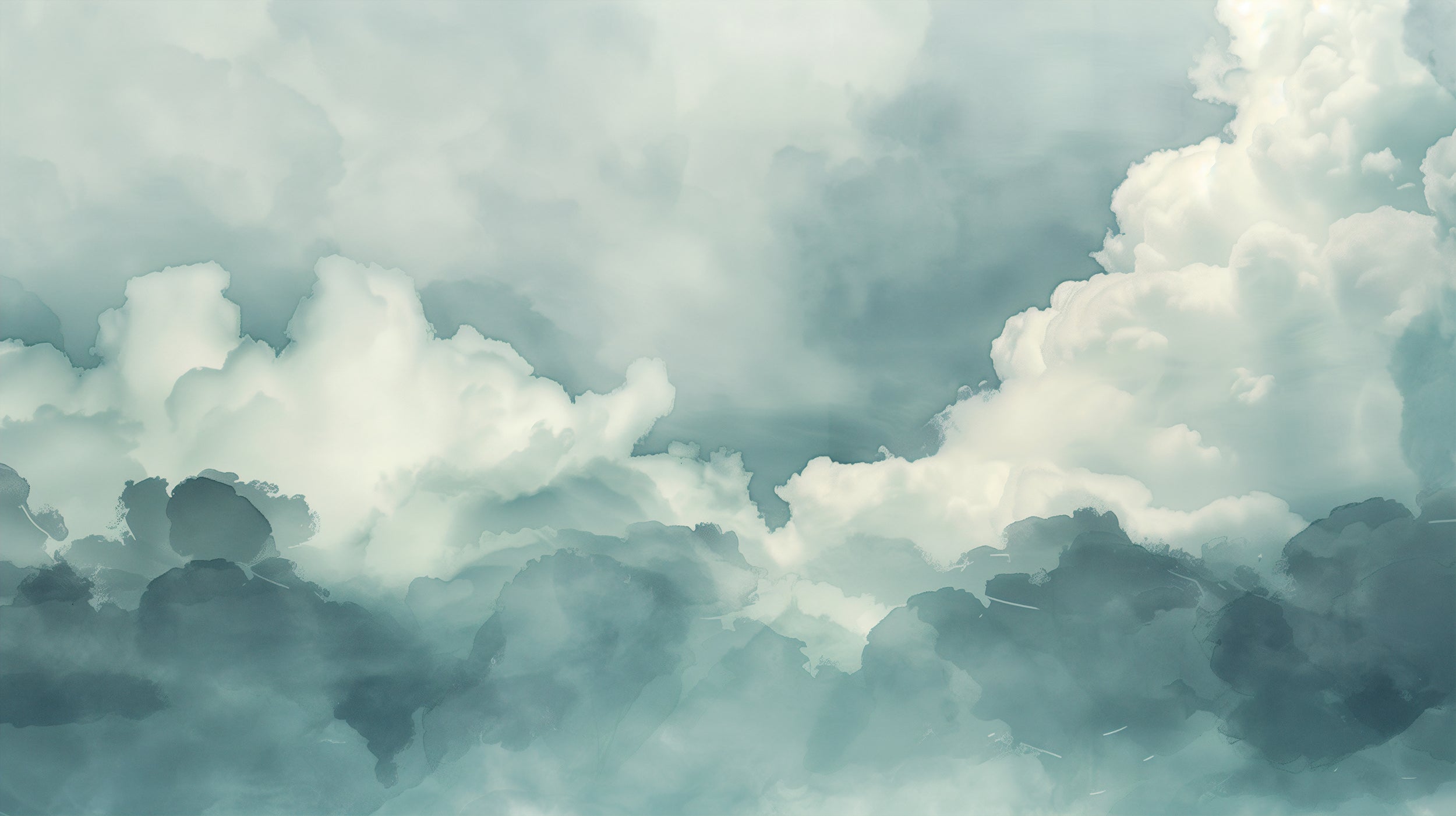Soft Pastel Color Clouds Wall Mural, Blue and White Clouds Wallpaper, Cloudy Sky Mural, Nursery Cozy Wallpaper, Peel and Stick Minimalist Art