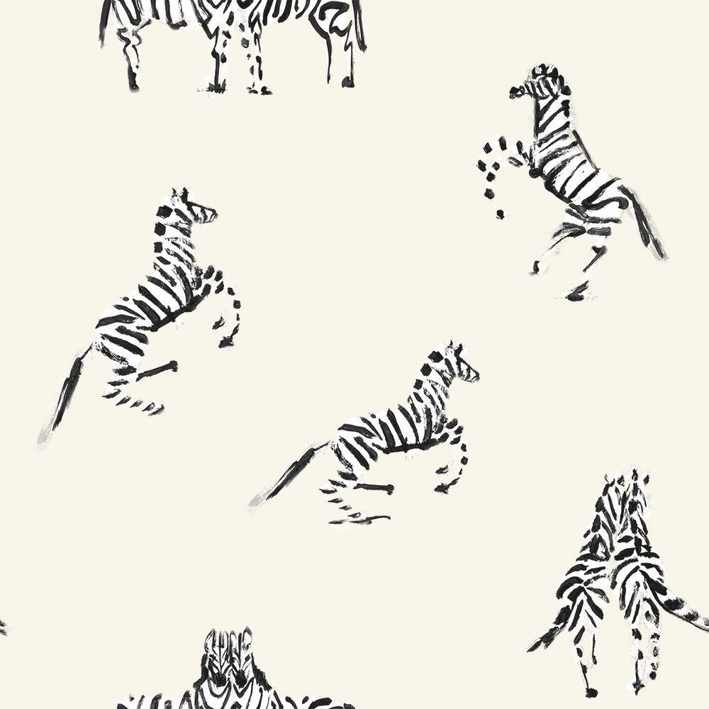 Zebras In Love White Peel and Stick Wallpaper