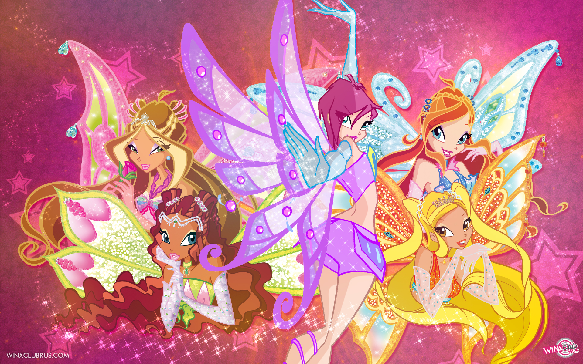 Winx Club new bright and colorful wallpaper with lots of transformations and styles