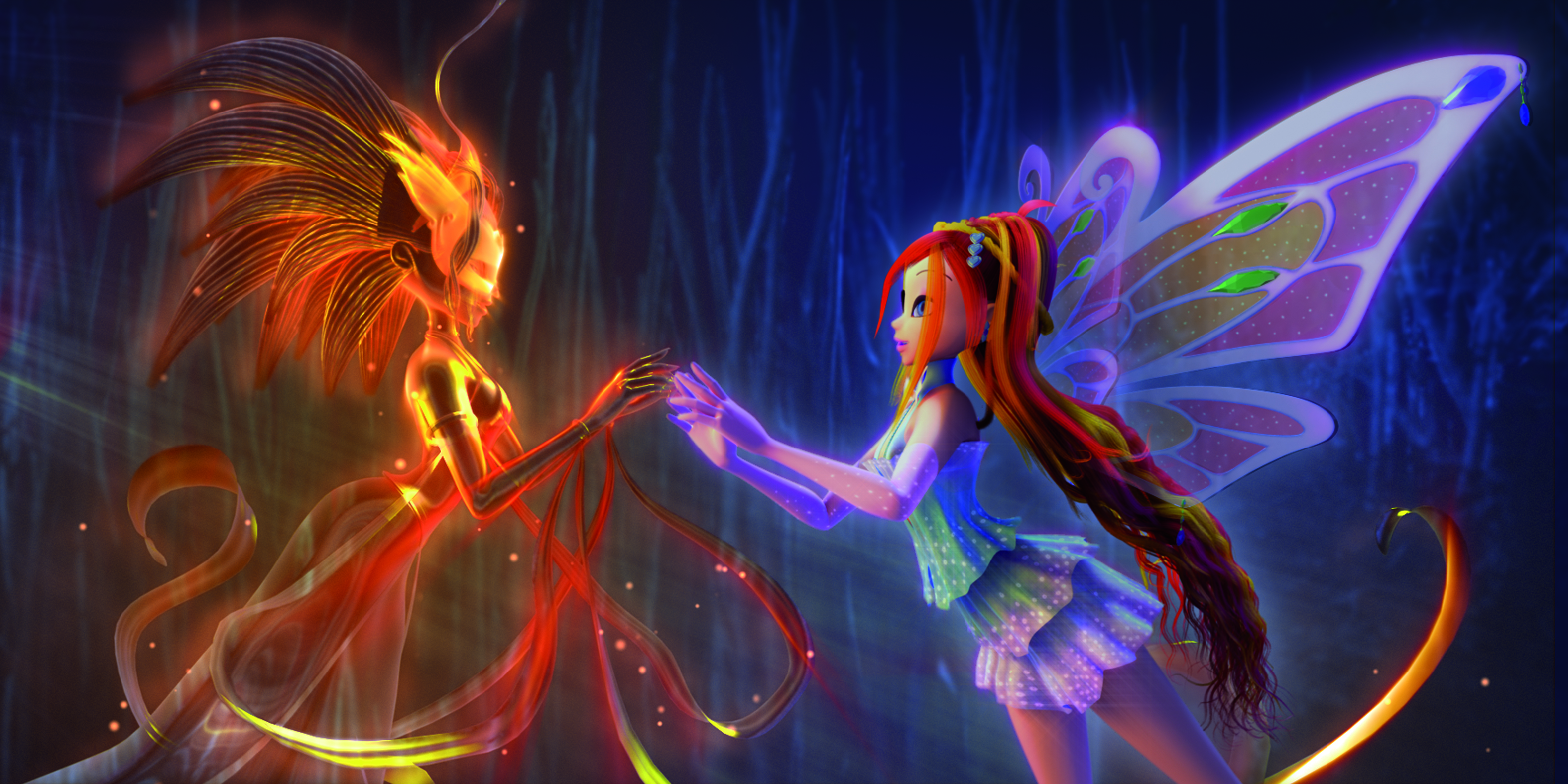Wallpaper Daphne, Bloom, Winx Club, Enchantix, The secret of the lost kingdom, The Secret Of The Lost Kingdom, Enchantix, WinX Club for mobile and desktop, section фильмы, resolution 3149x1575