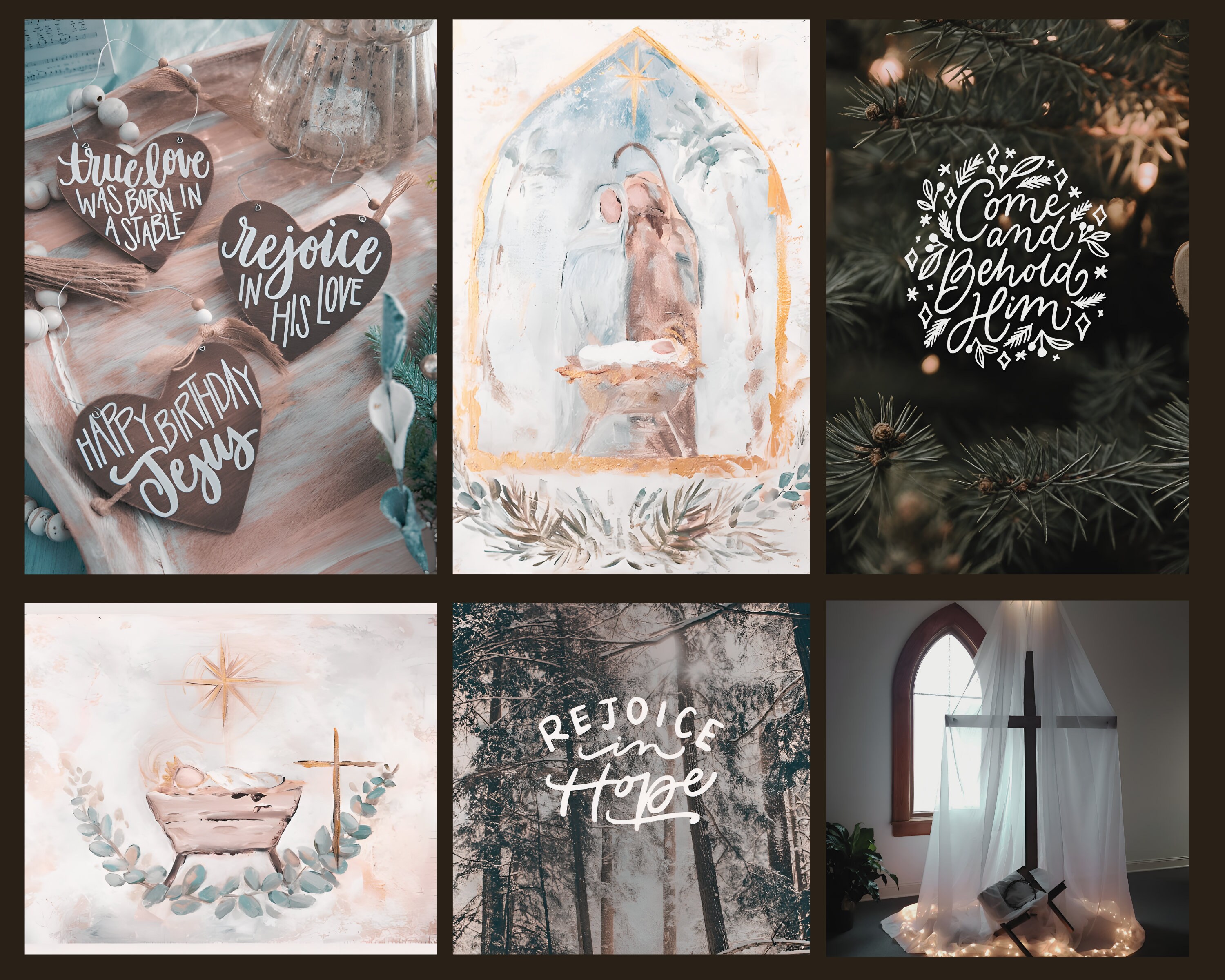 Christian Christmas Collage Kit, Nativity Art (digital Download)