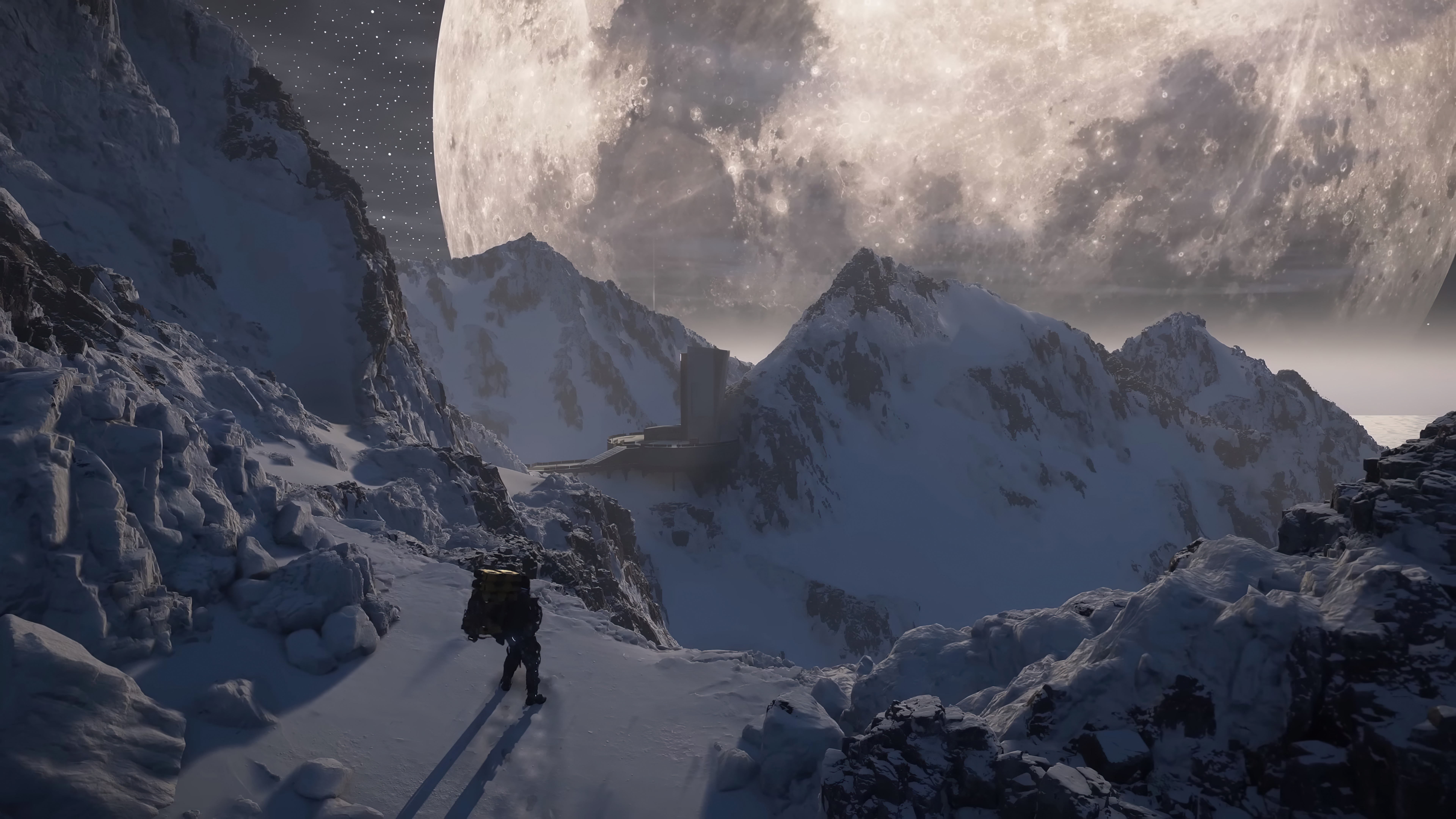 Wallpaper mountains, the moon, the game, Screenshot, Death Stranding 2 for mobile and desktop, section игры, resolution 7680x4320