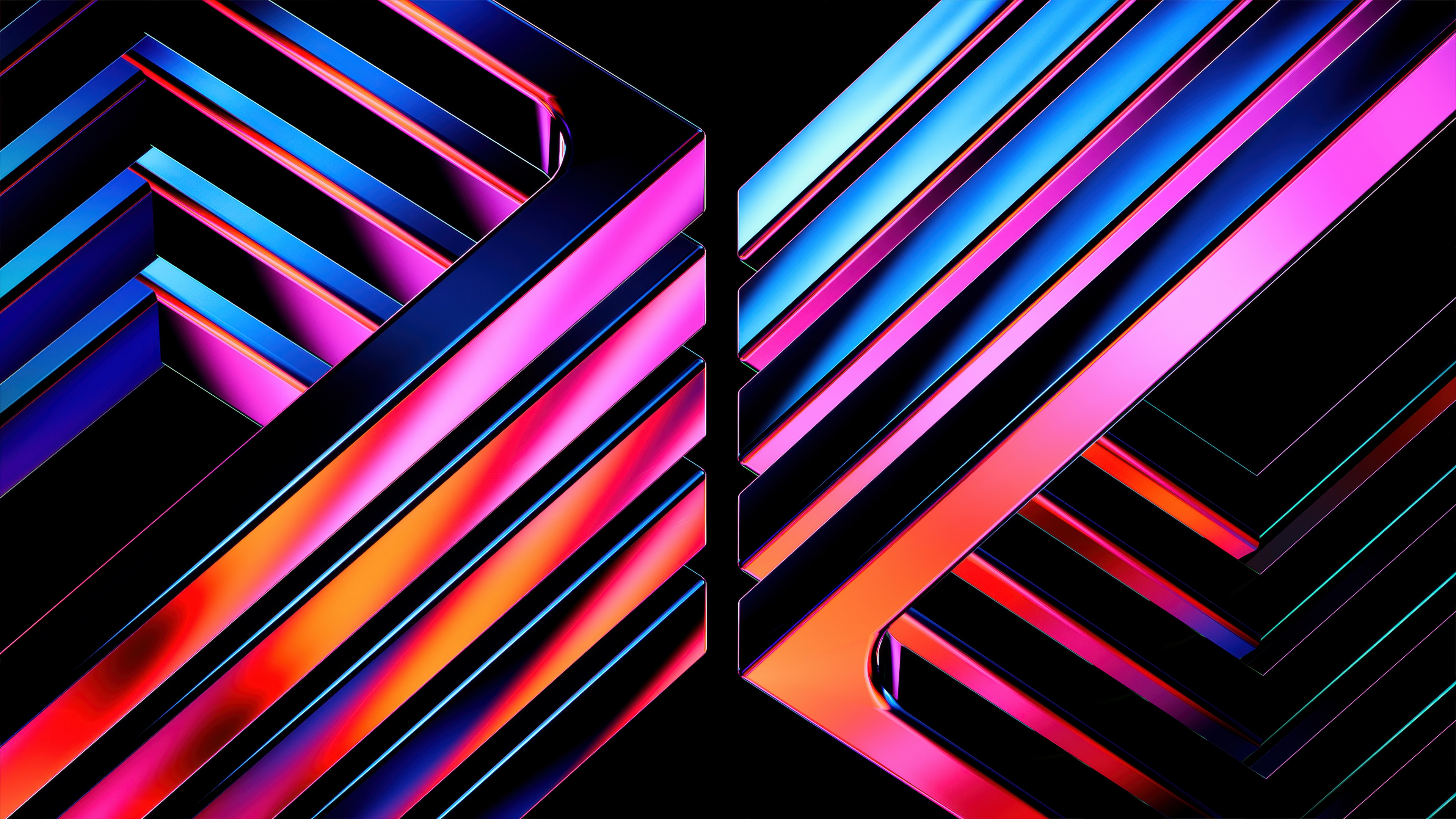 Futuristic Wallpaper 4K, Neon lines, Geometrical