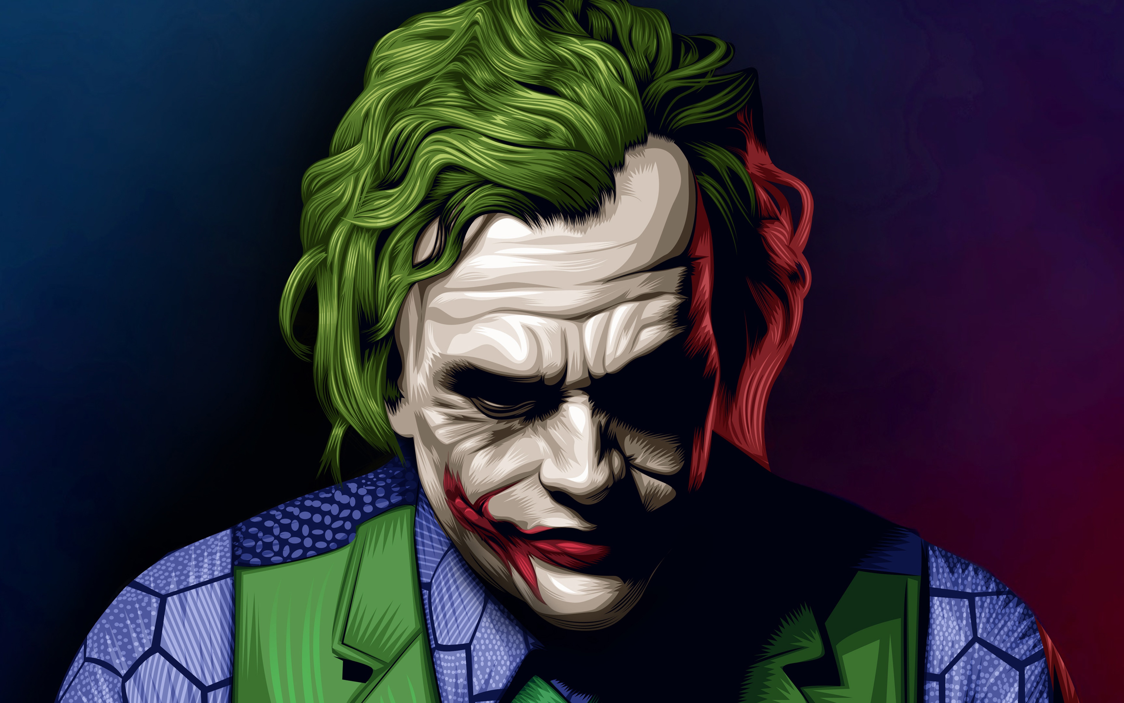 Wallpaper Batman, Joker, hair, scar, Joker, Heath Ledger, Heath Ledger, makeup for mobile and desktop, section фильмы, resolution 3840x2400