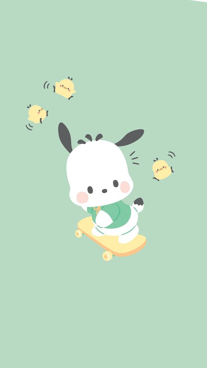 Skateboarding with Pochacco! Sanrio Wallpaper iPhone Samsung