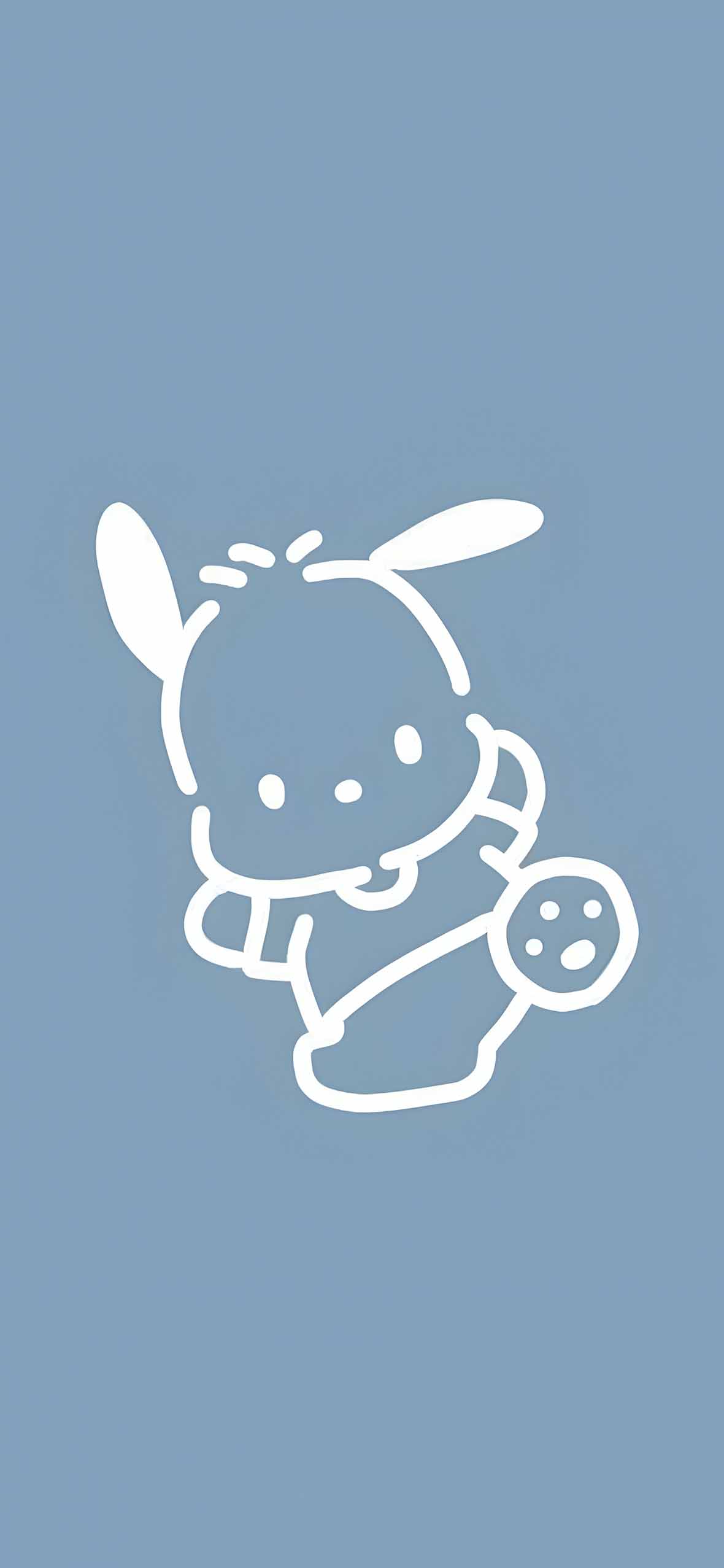 Cute Pochacco Minimalist Blue Wallpaper HD Wallpaper