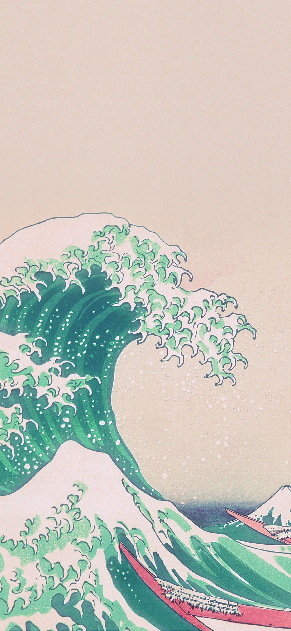 iPhoneXpapers art hokusai japanese green illust classic