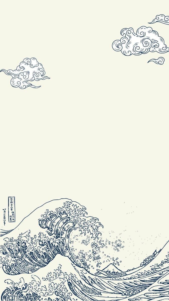 Minimalist Japanese Wave Wallpaper. Blue Wallpaper Aesthetic