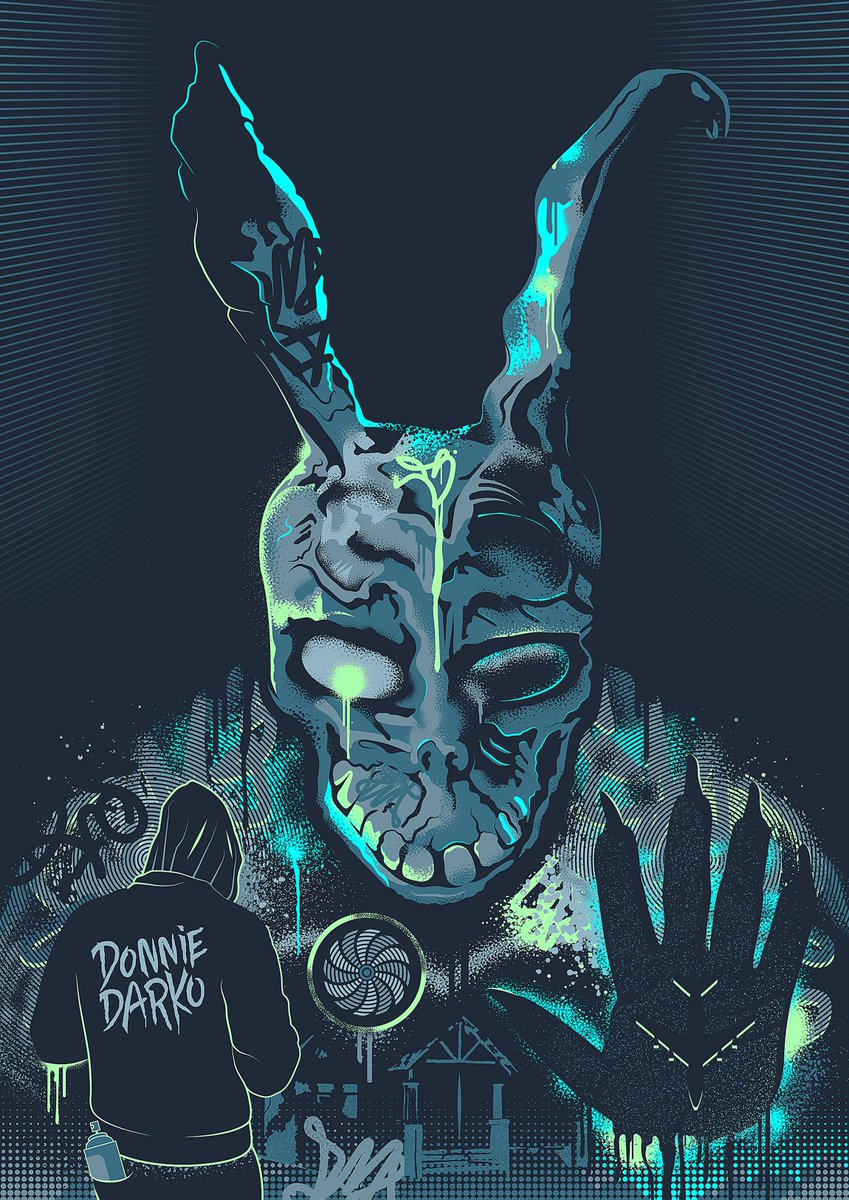 And here it is, finally finished this over the Weekend. My next alternative movie poster for Donnie Darko (this is the traditional colour way version) # donniedarko #freelance #illustrator #alternativemovieposter #designer #Brighton