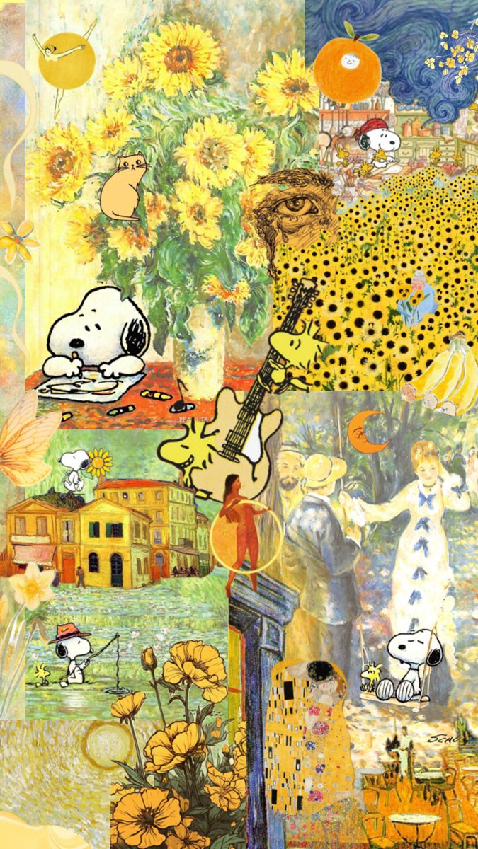 Snoopy Spring Collage. Snoopy wallpaper, Hippie wallpaper, Wallpaper iphone christmas