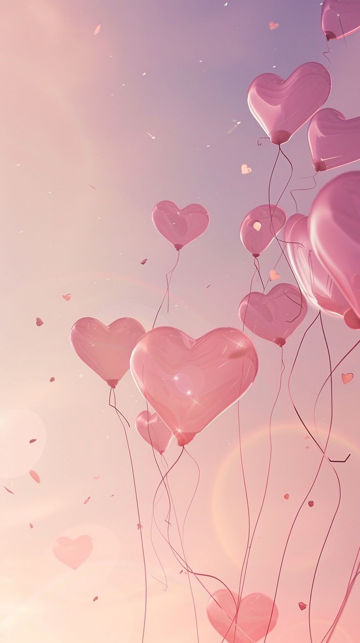 Phone Wallpaper's Day Phone Wallpaper, Pink Heart Shaped Balloons