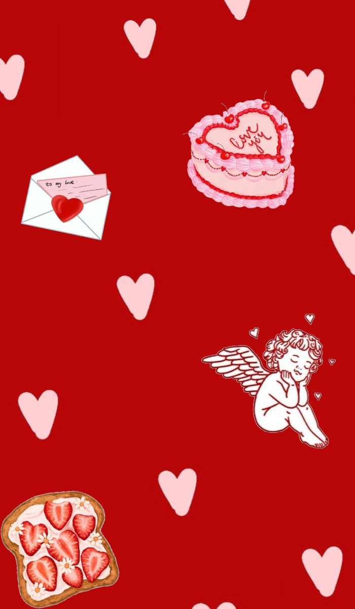 Minimal Red Valentine's Day Wallpaper, Hearts, Cupid & Sweet Love Aesthetic