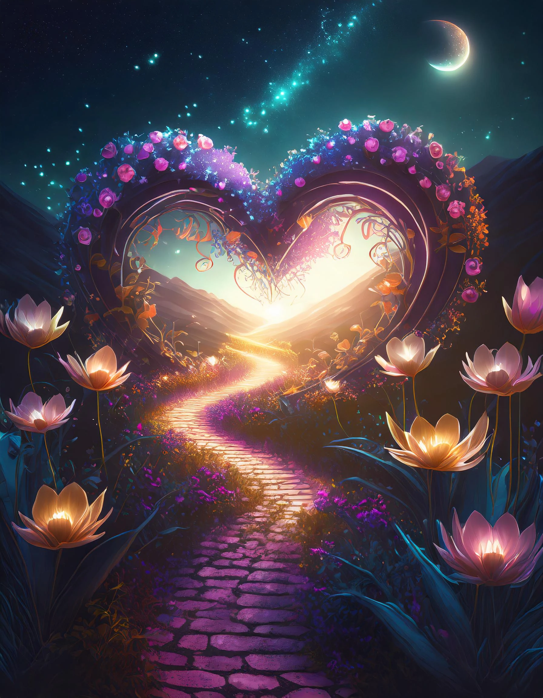 Glitter Heart Valentine path wallpaper