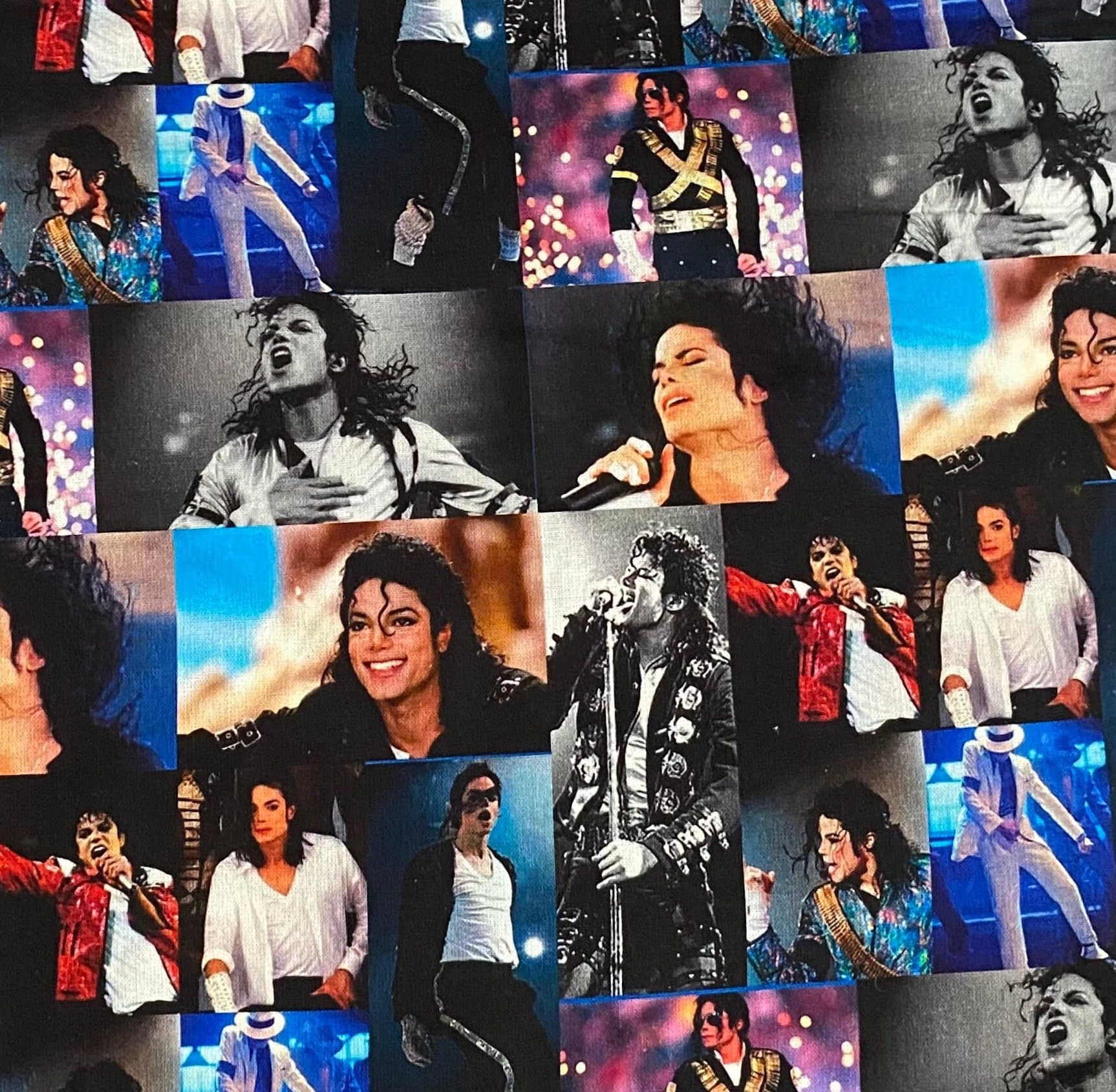 Michael Jackson Print% Cotton Fabric. Fabric by the Yard 80s Pop Music Retro Jackson 5 Man in the Mirror PYT Billie Jean