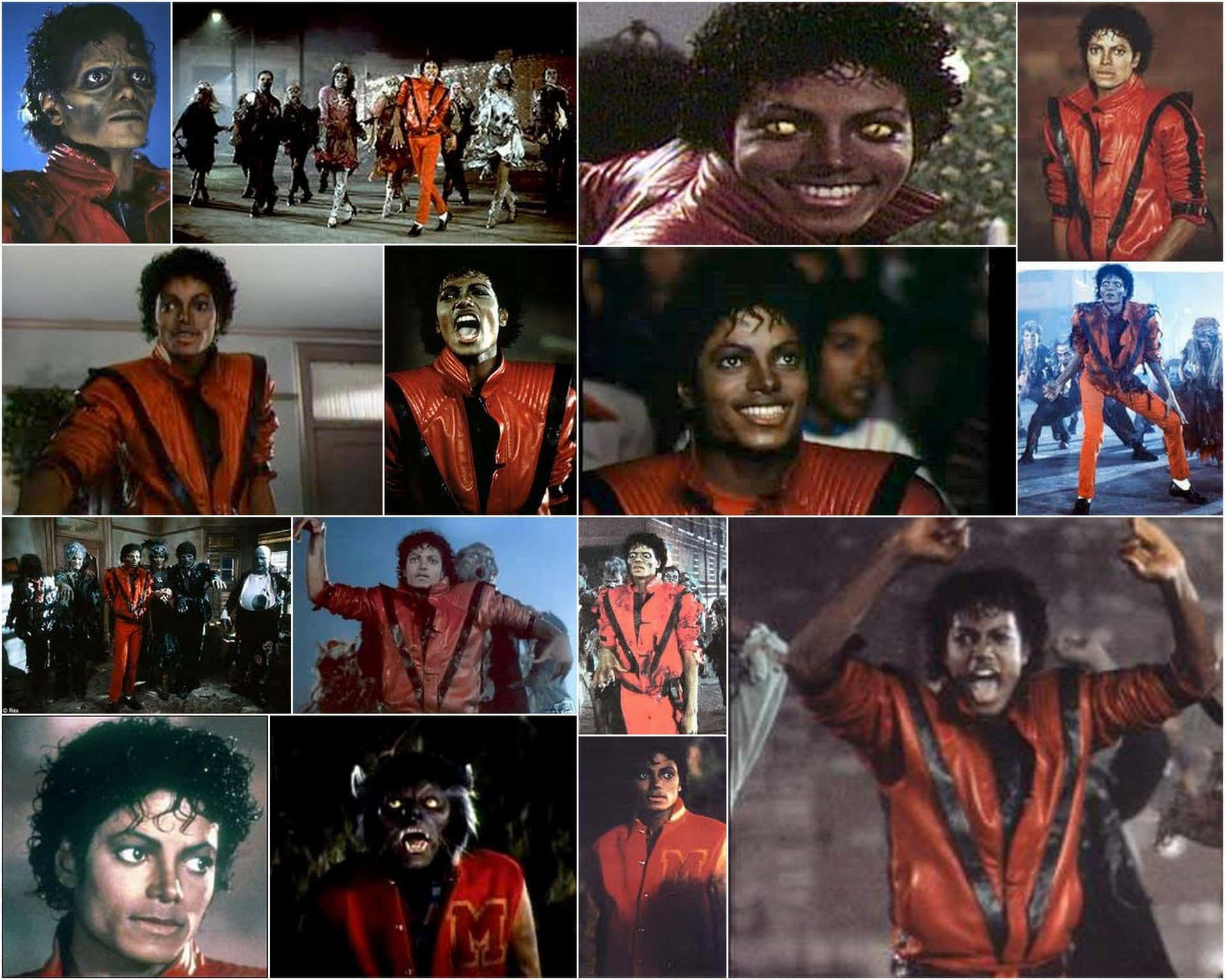 Download The King of Pop Jackson showing off his iconic Thriller moves. Wallpaper