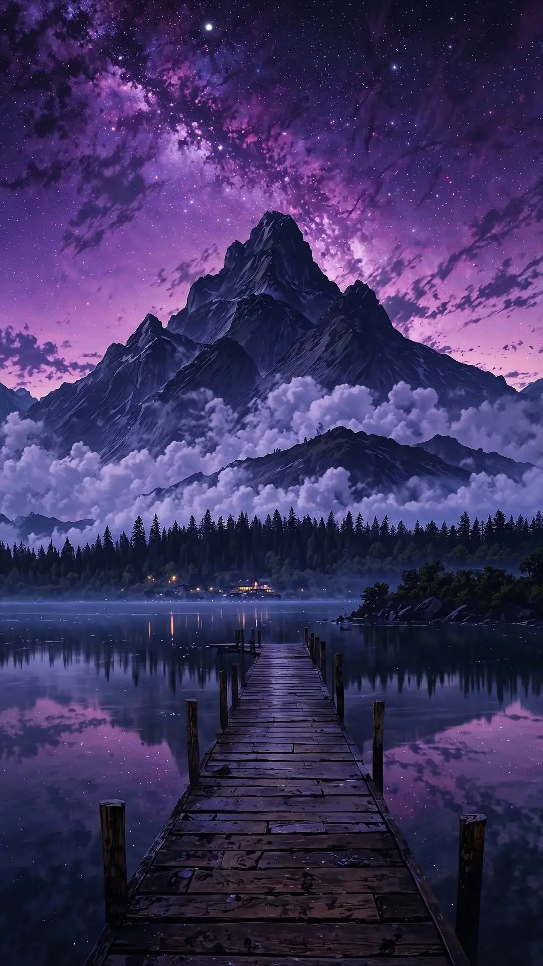 Purple Mountains Landscape Galaxy Space Stars Ultrahd Ultra HD 4K 8K HDR Wallpaper For Apple IPhone 13 14 15 16 Pro Max 16E Desktop Screensaver