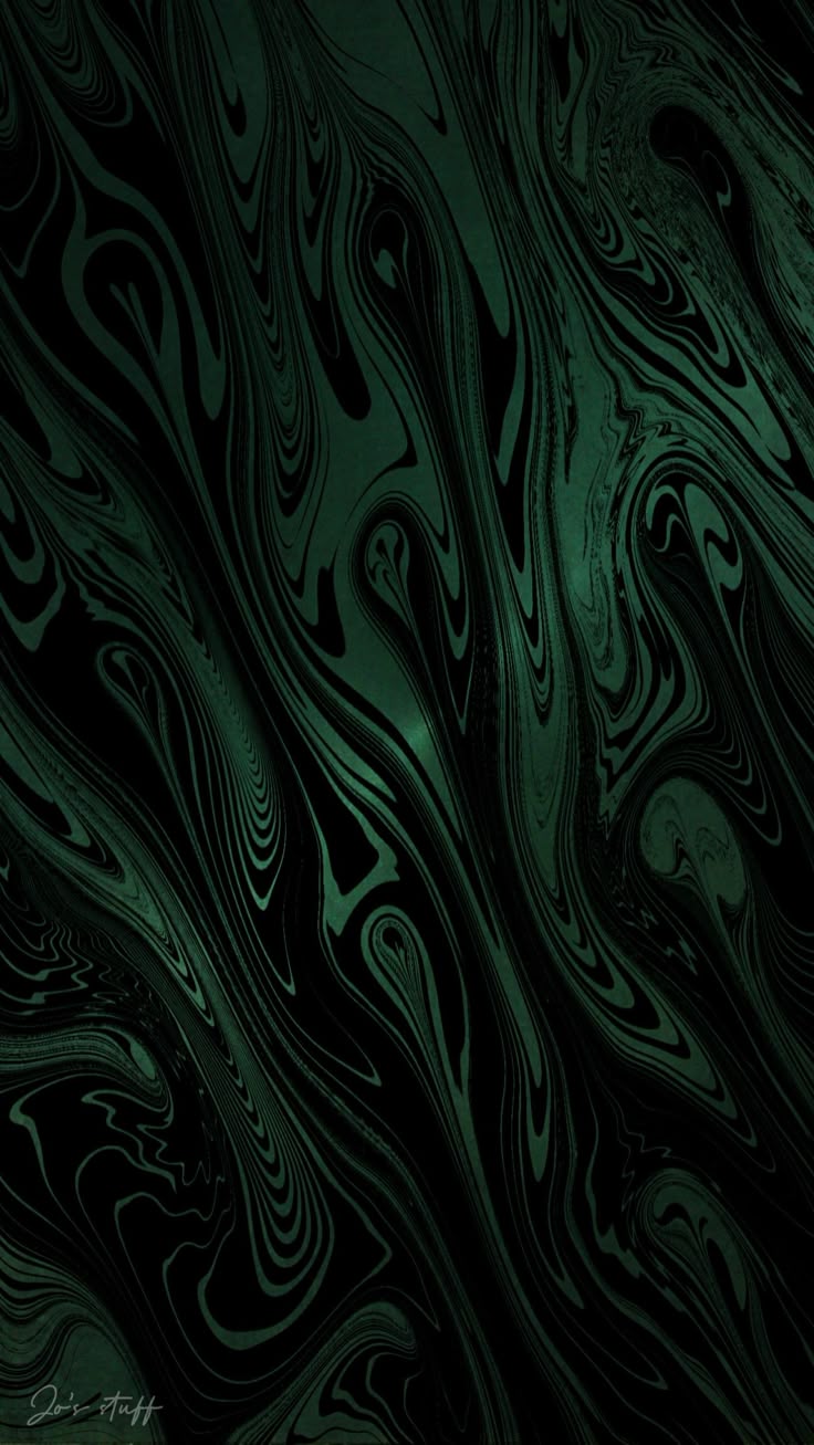 Abstract Black and Green Swirls Wallpaper