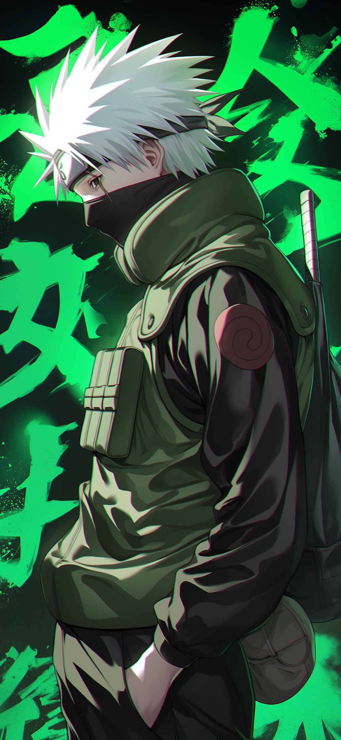 Kakashi Shinobi Green Glow Wallpaper iPhone Wallpaper