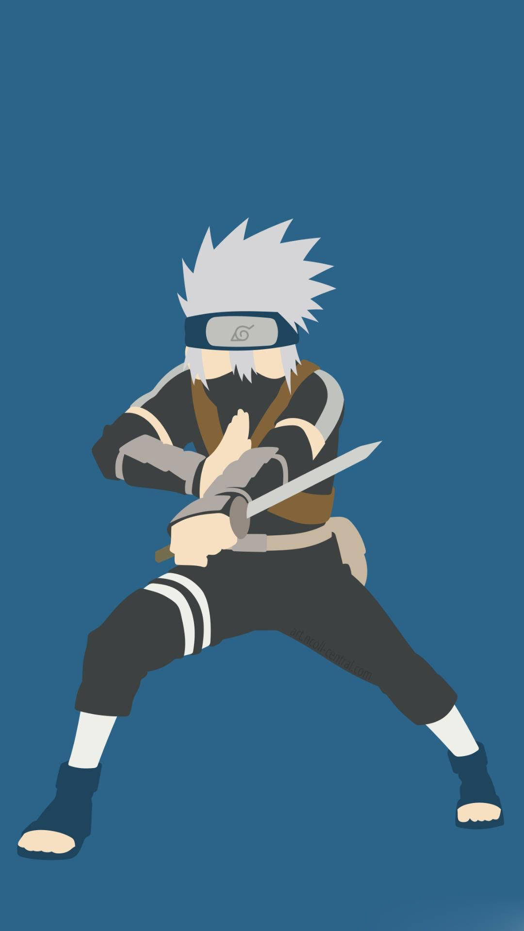 Download Kakashi iPhone Kunai Blue Aesthetic Wallpaper