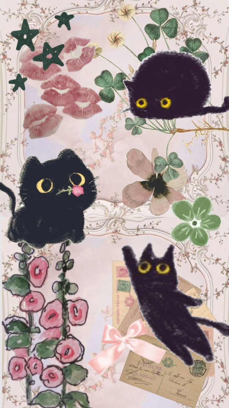 coquette #blackcat #cats #pink #palepink #cute
