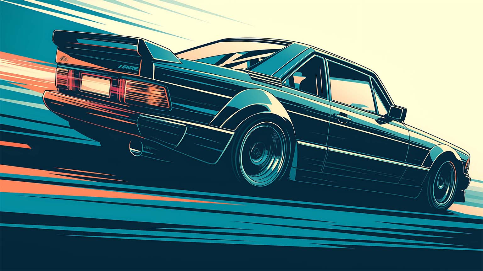 Mercedes Retro Racing Neon Speed Car Desktop Wallpaper 4K