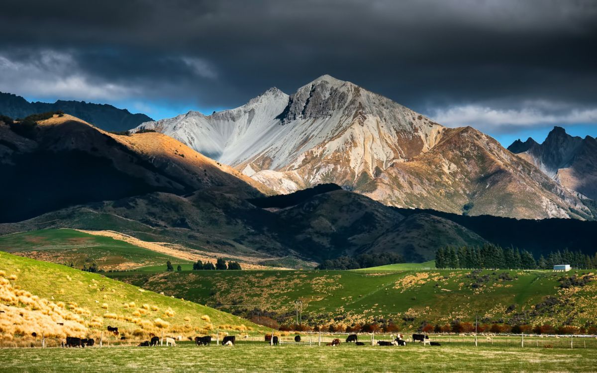 Wallpaper New Zealand Landscape, New Zealand, Landscape, Cloud, Mountain, Background Free Image