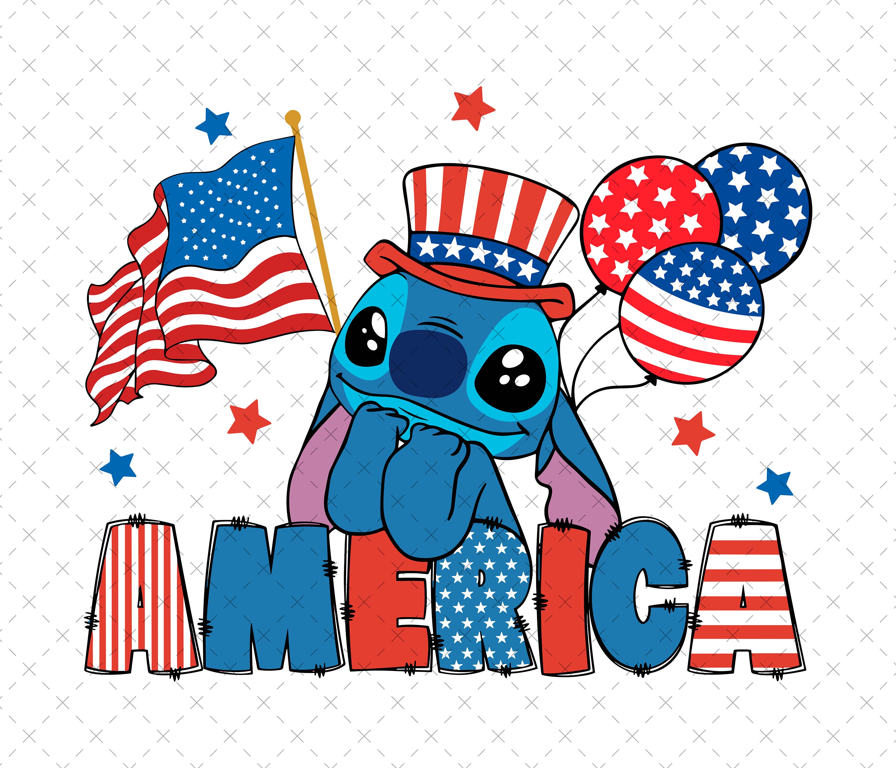 Stitch 4th of July SVG, PNG (digital Download)