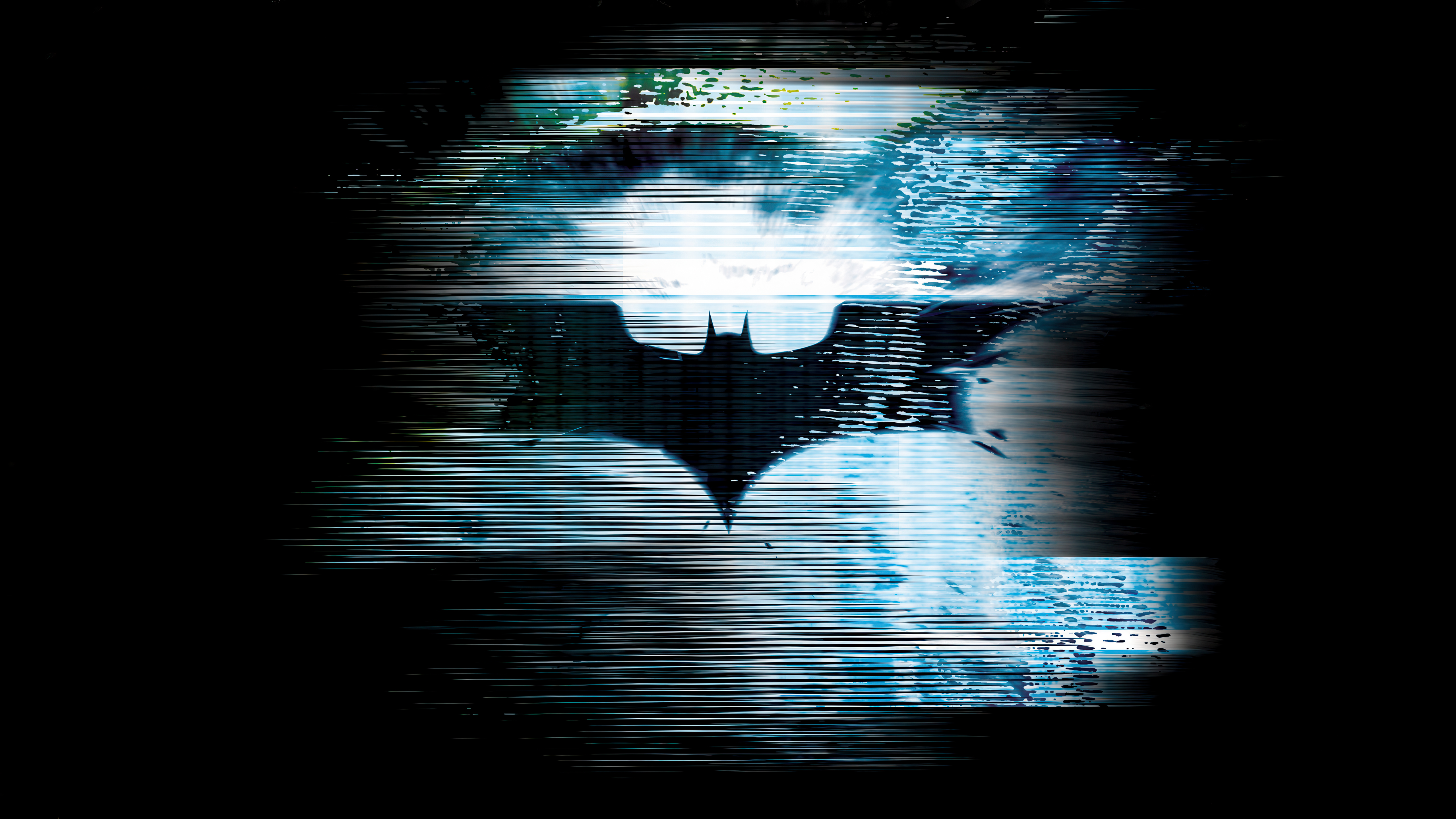 Batman sign Wallpaper 4K, Glitch, Digital Art, Batman logo