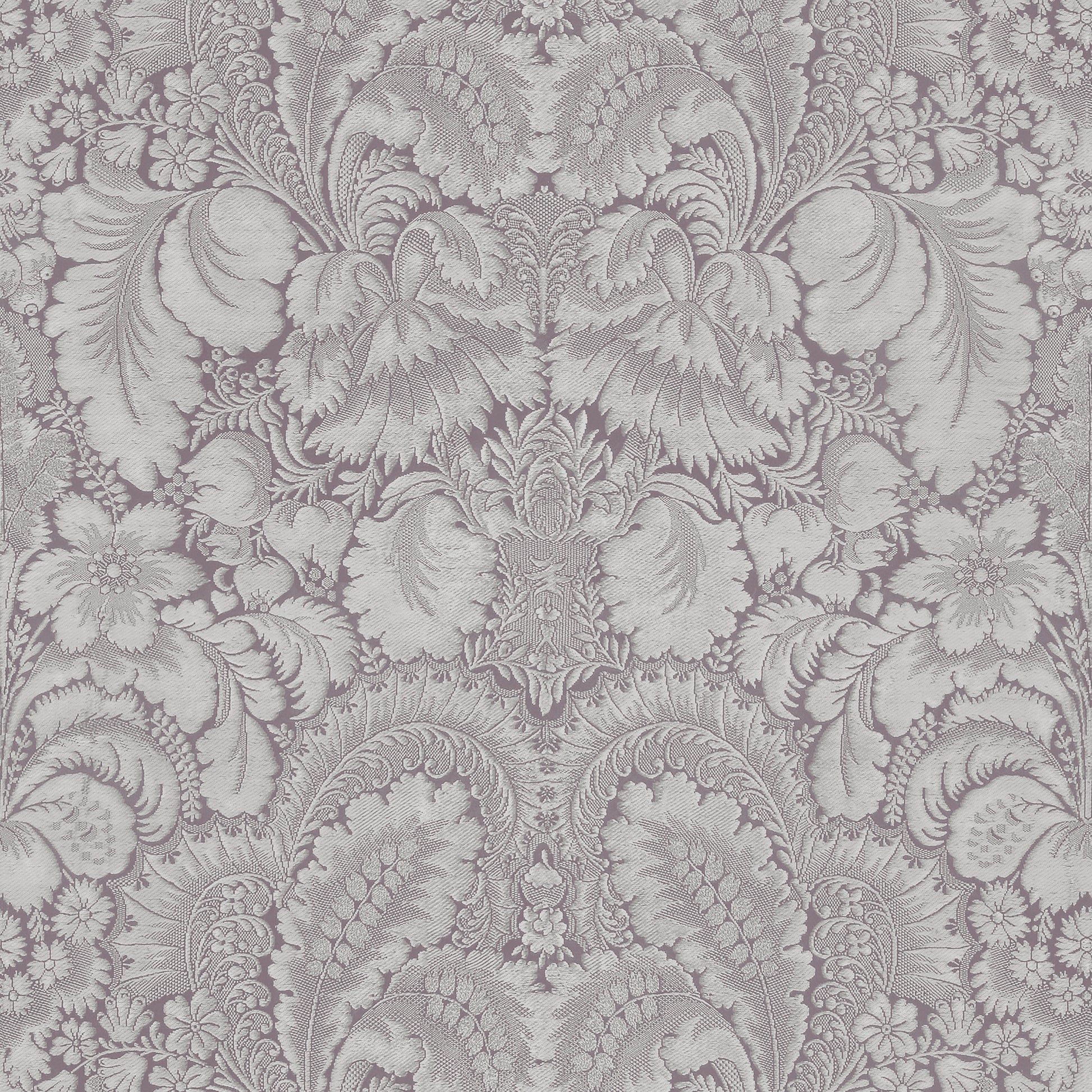 Brocade Plum over Stone Wallpaper