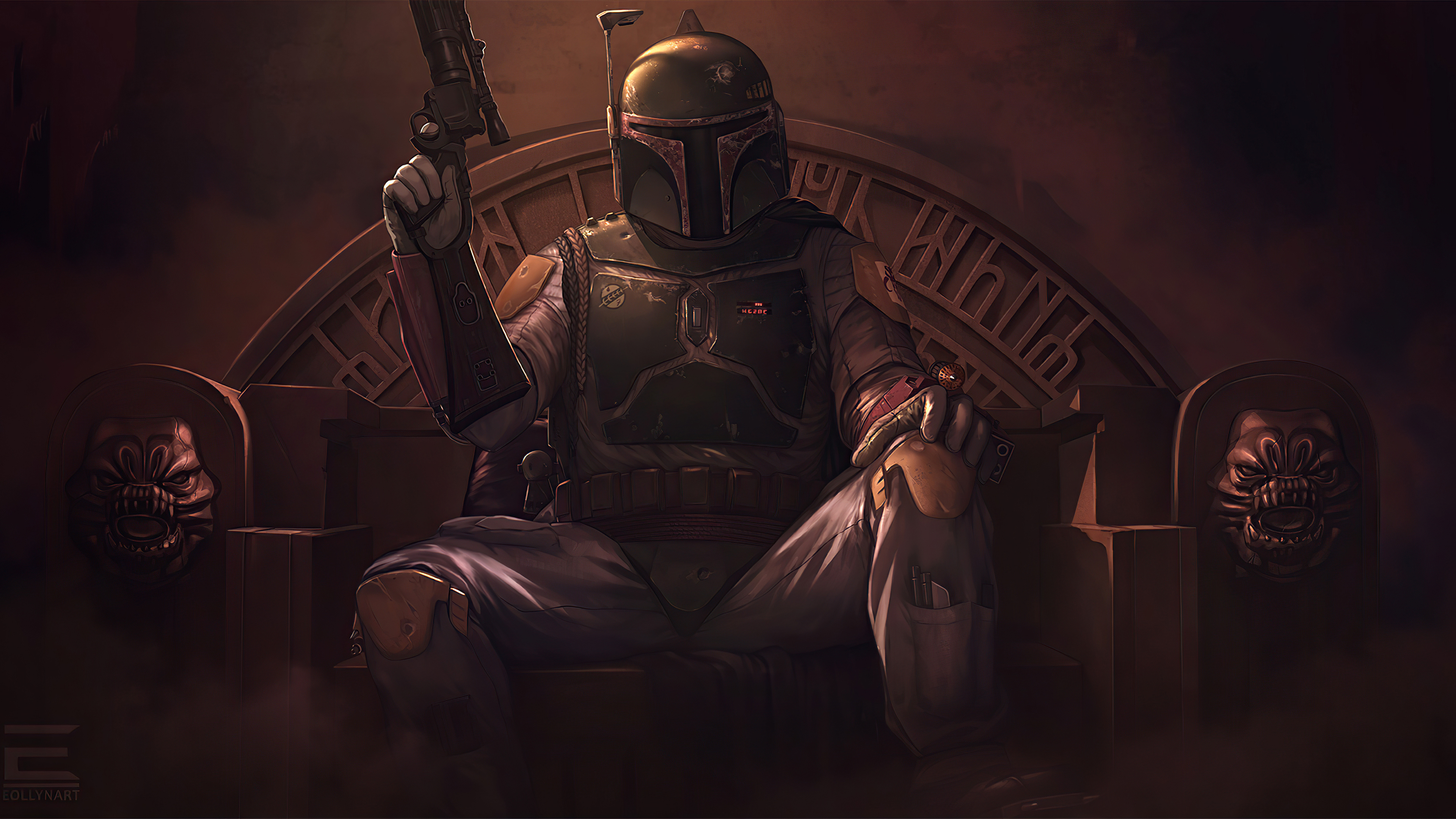 Star Wars Boba Fett Fan Poster 4K HD The Mandalorian Wallpaper