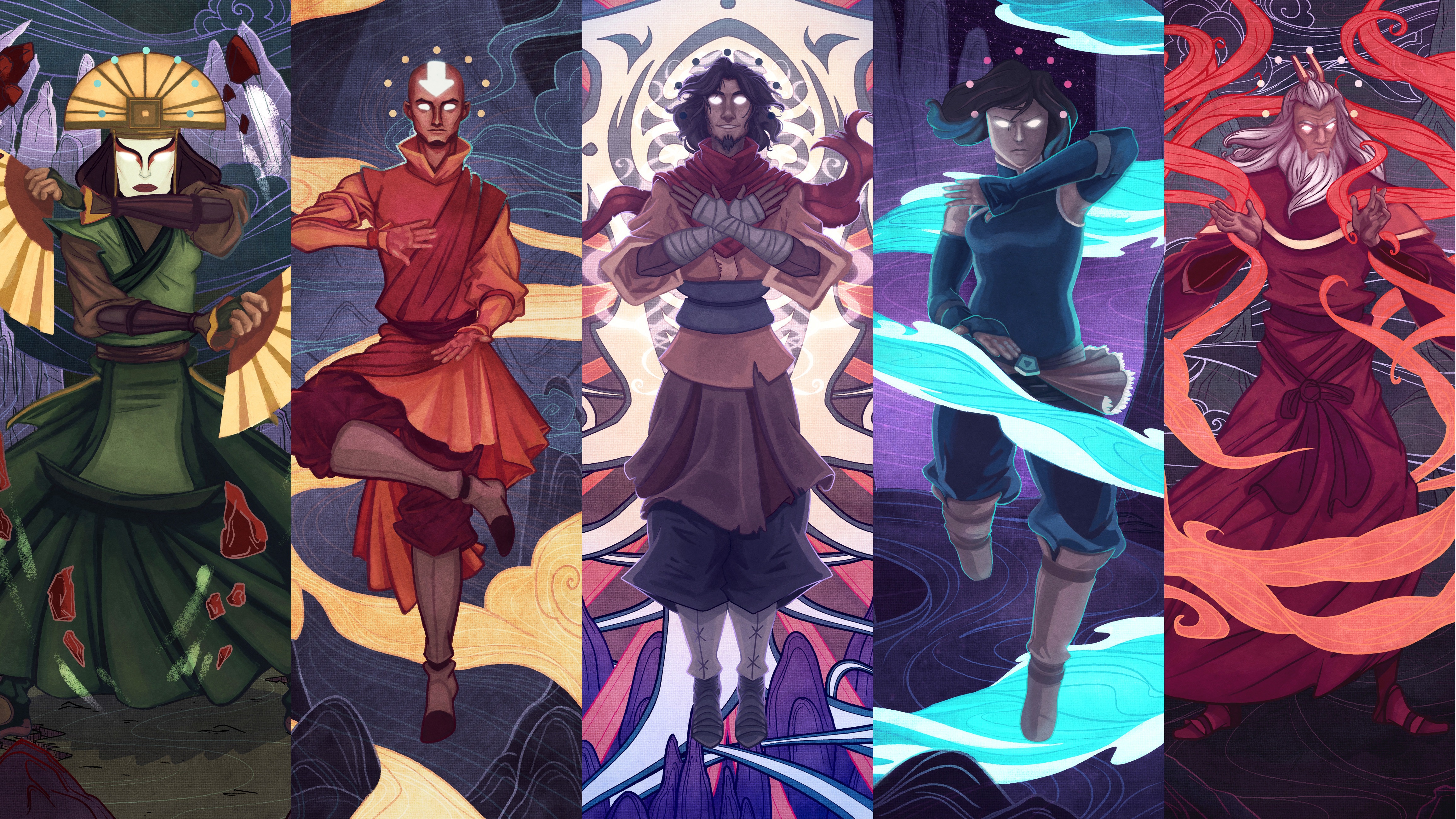 4K Ultra HD Avatar Legacy Wallpaper: Roku, Aang, Kyoshi, Korra & Wan