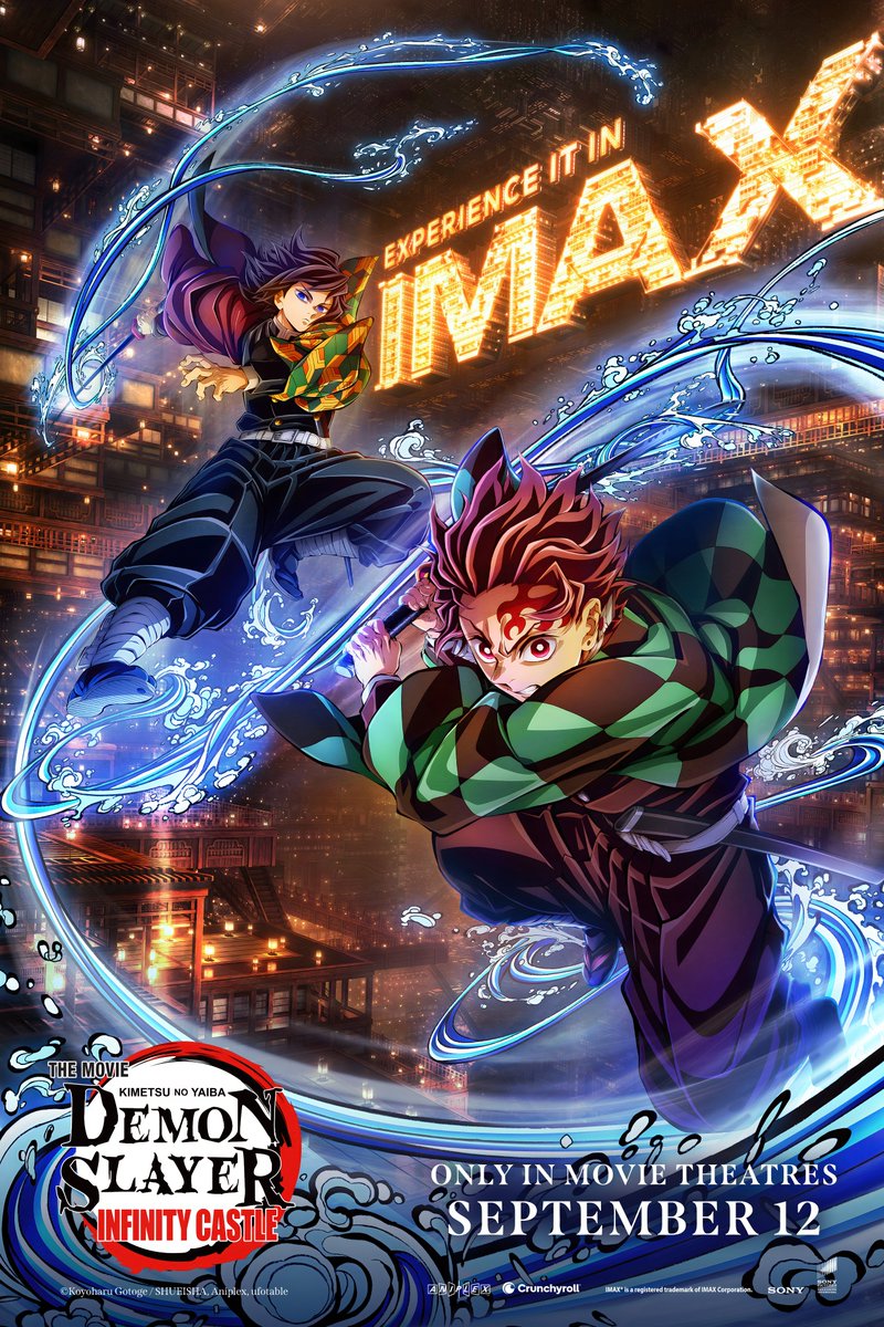 IMAX Demon Slayer: Kimetsu no Yaiba Infinity Castle 4K TEXTLESS POSTER with Tanjiro & Giyu!