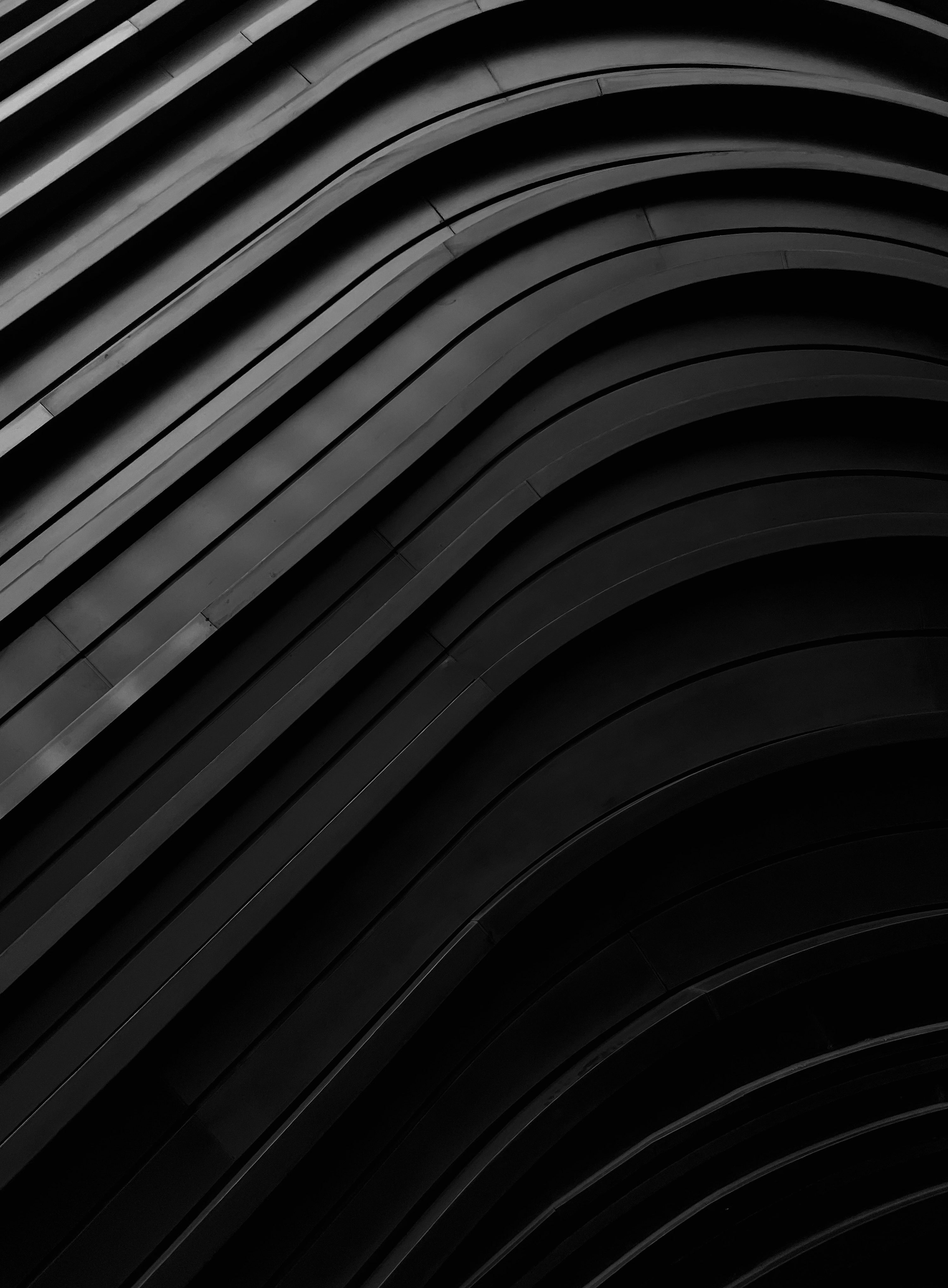 Black and white spiral stairs photo