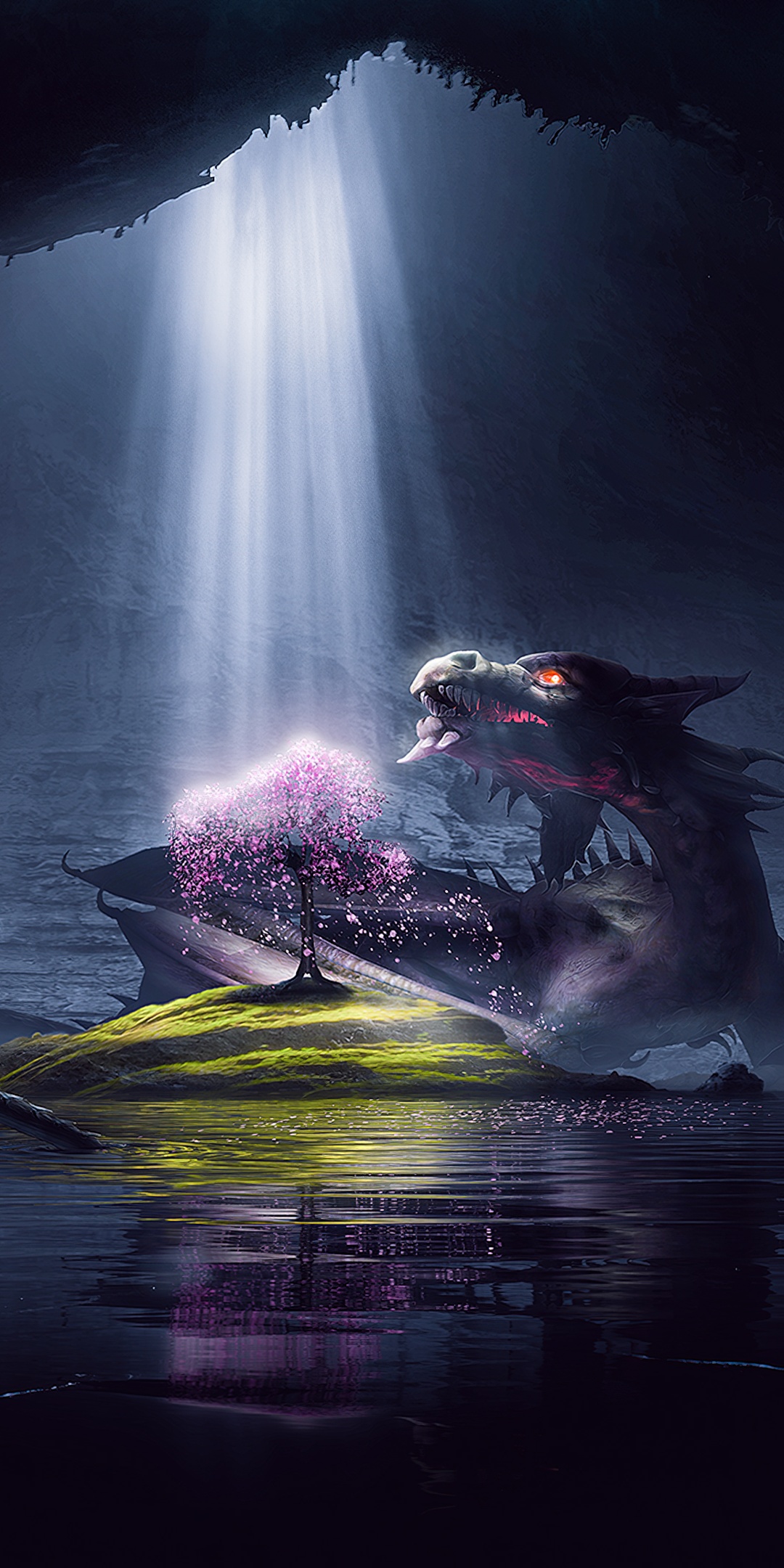 Dragon Wallpaper 4K, Cave, Mythical, Enchanted