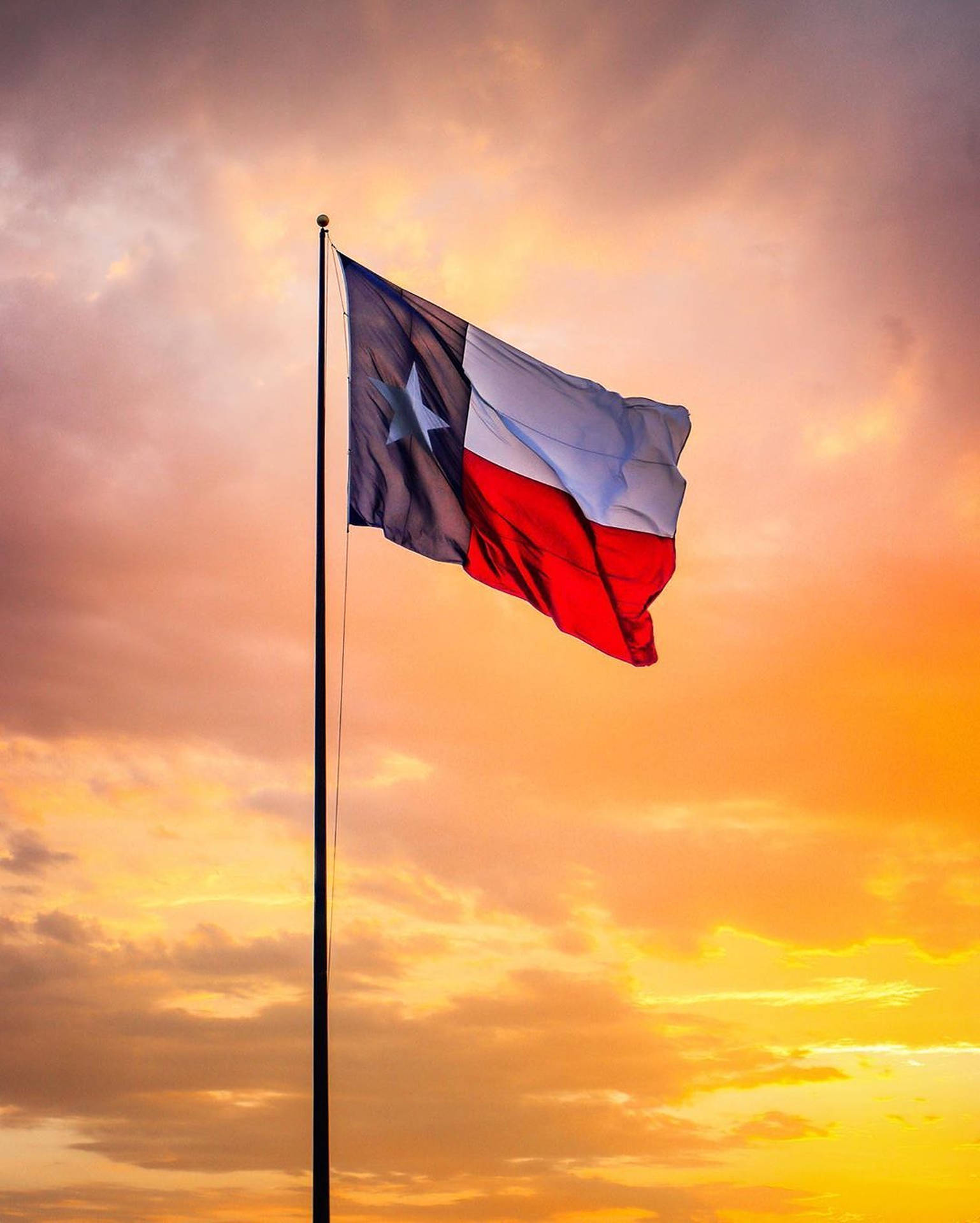 Download Texas Flag With Sunset Wallpaper