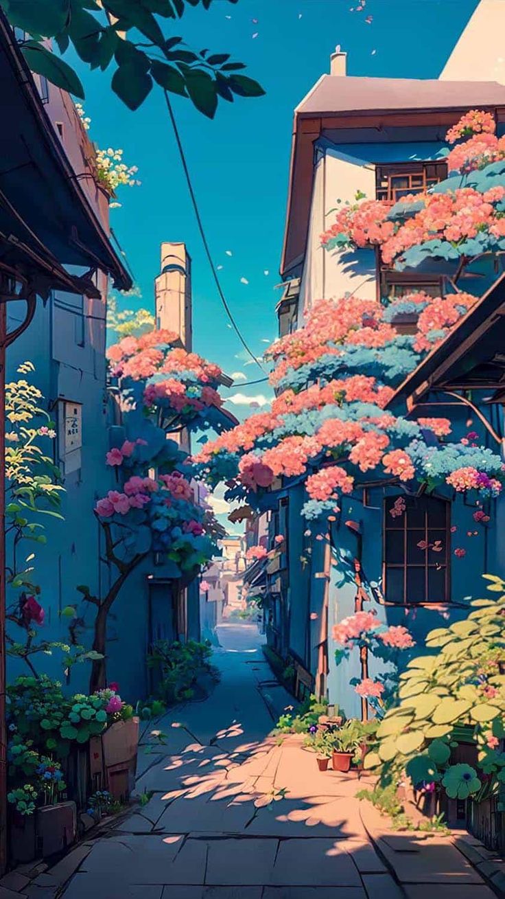 Cherry Blossom Trees Street iPhone Wallpaper HD