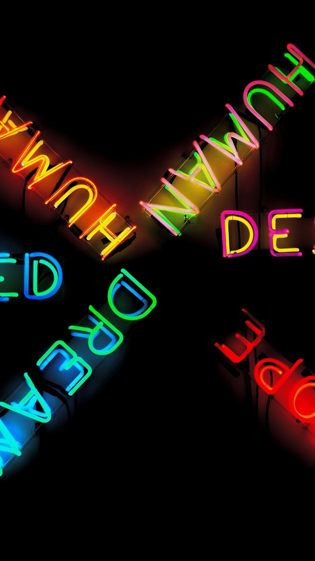 Colorful Neon Words, Darkness 1080x1920 IPhone 8 7 6 6S Plus Wallpaper, Background, Picture, Image