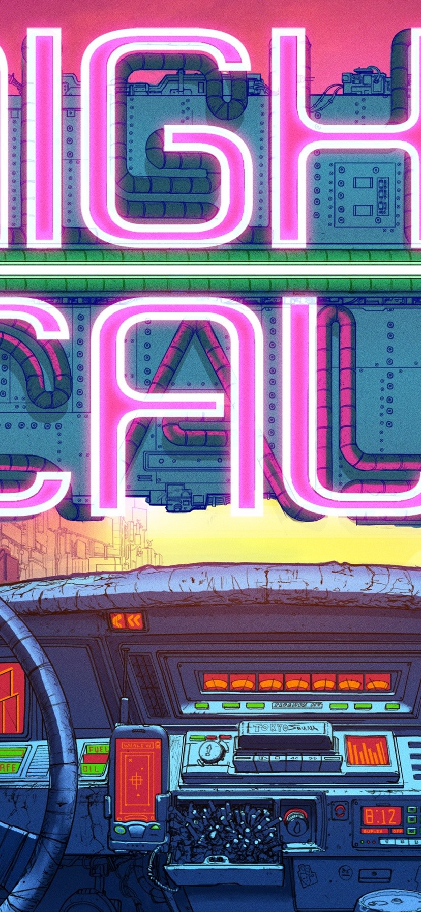Night Call, Neon Light, Car, Robot, Creative Design Picture 828x1792 IPhone 11 XR Wallpaper, Background, Picture, Image