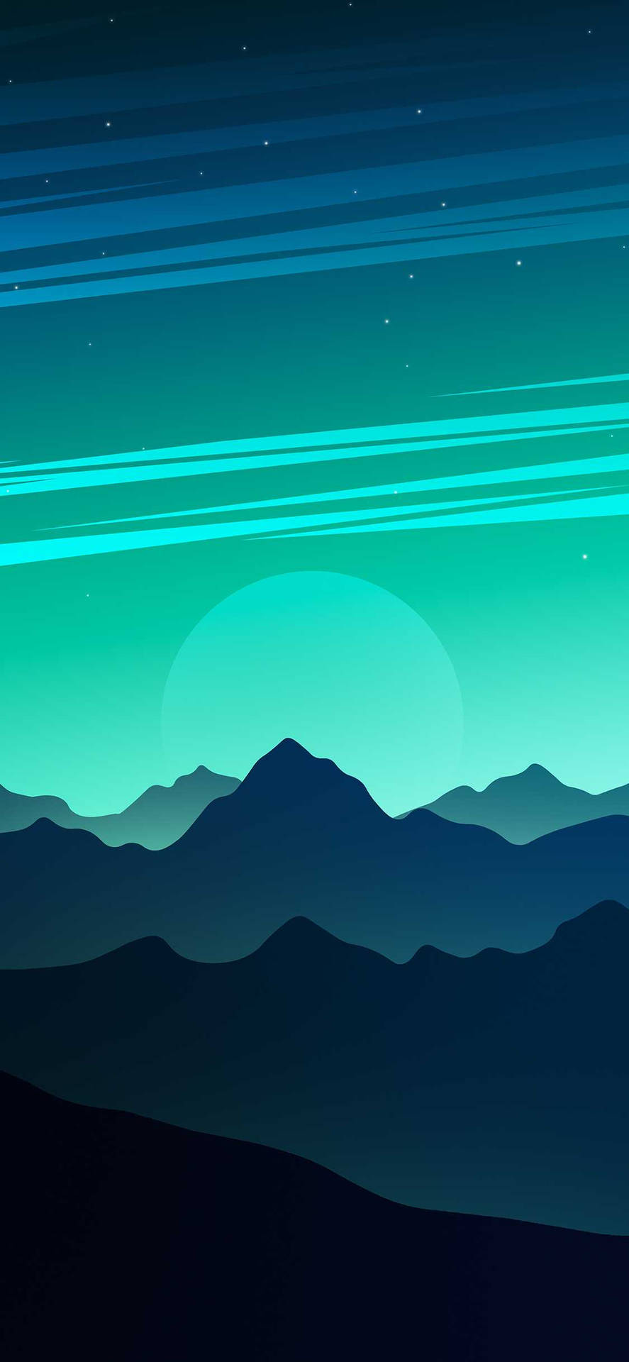Download Teal Sky Over Mountains Ios 16 Wallpaper