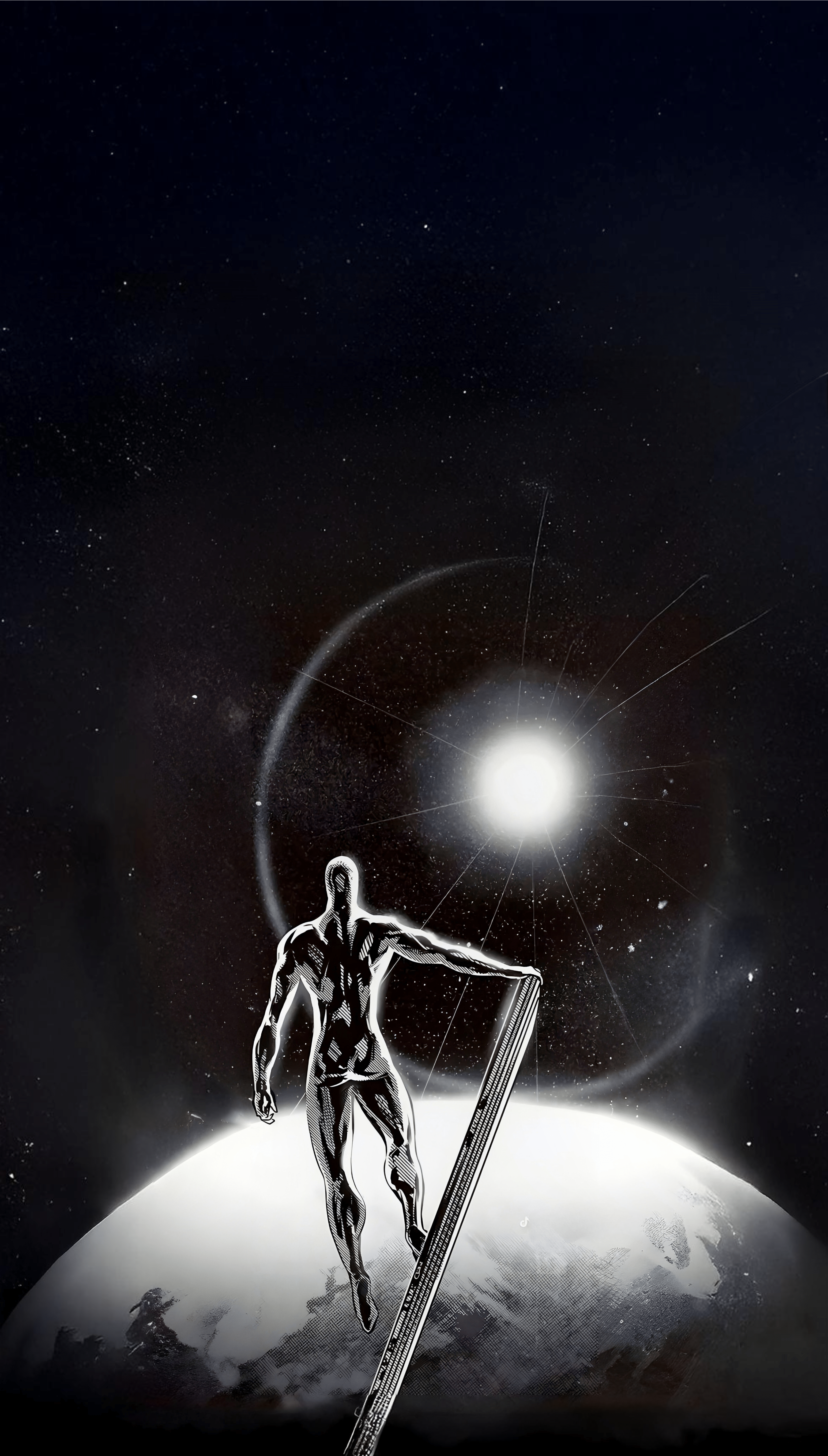 Silver Surfer wallpaper with ai expansion and enhancement in quality [3092x5435]