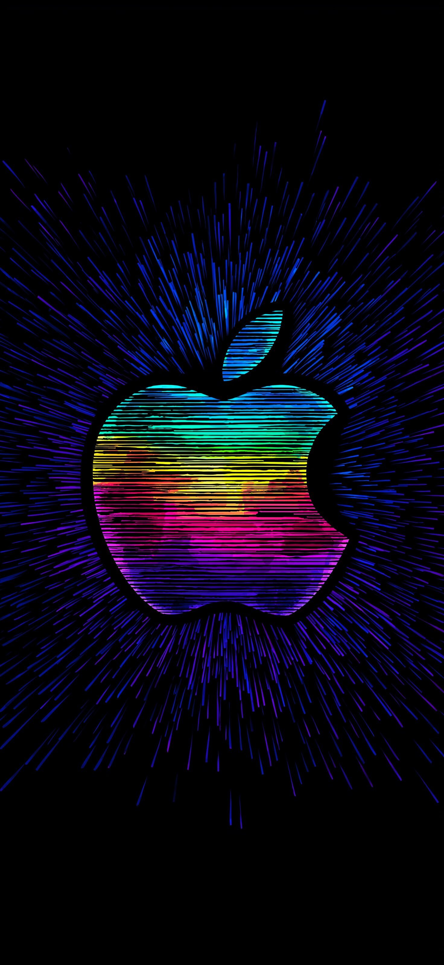 Apple Logo Pixels Explosion Rainbow Wallpaper For IPhone 17 Pro Max And IPhone Air