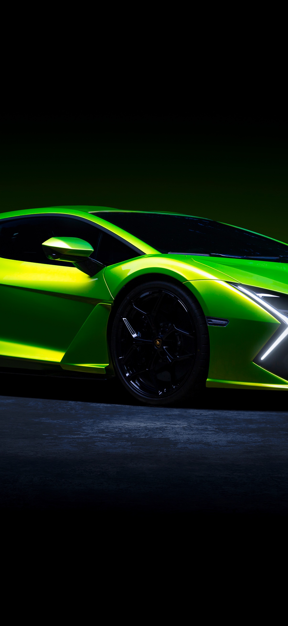 Lamborghini Revuelto Wallpaper 4K, Green aesthetic, Dark background