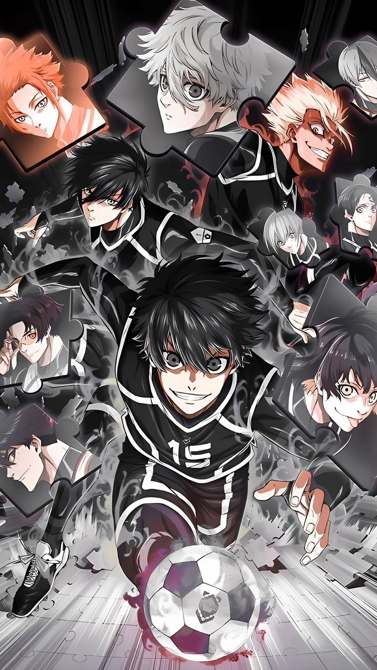 Blue Lock wallpaper for phone, colorless