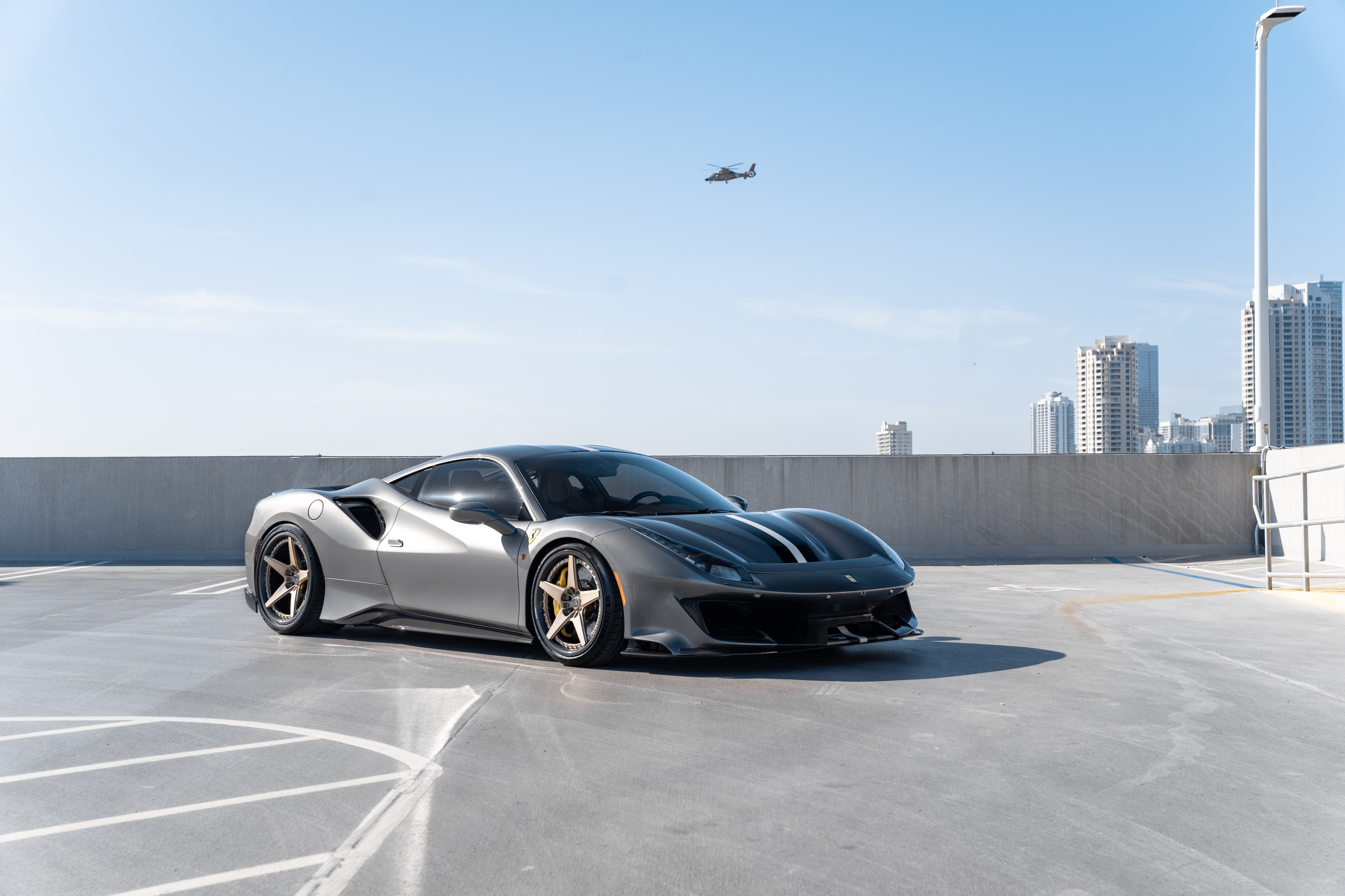 Wallpaper Ferrari, grey, Side, parking, Ferrari 488, 488 Pista, Ferrari 488 Track for mobile and desktop, section ferrari, resolution 9504x6336