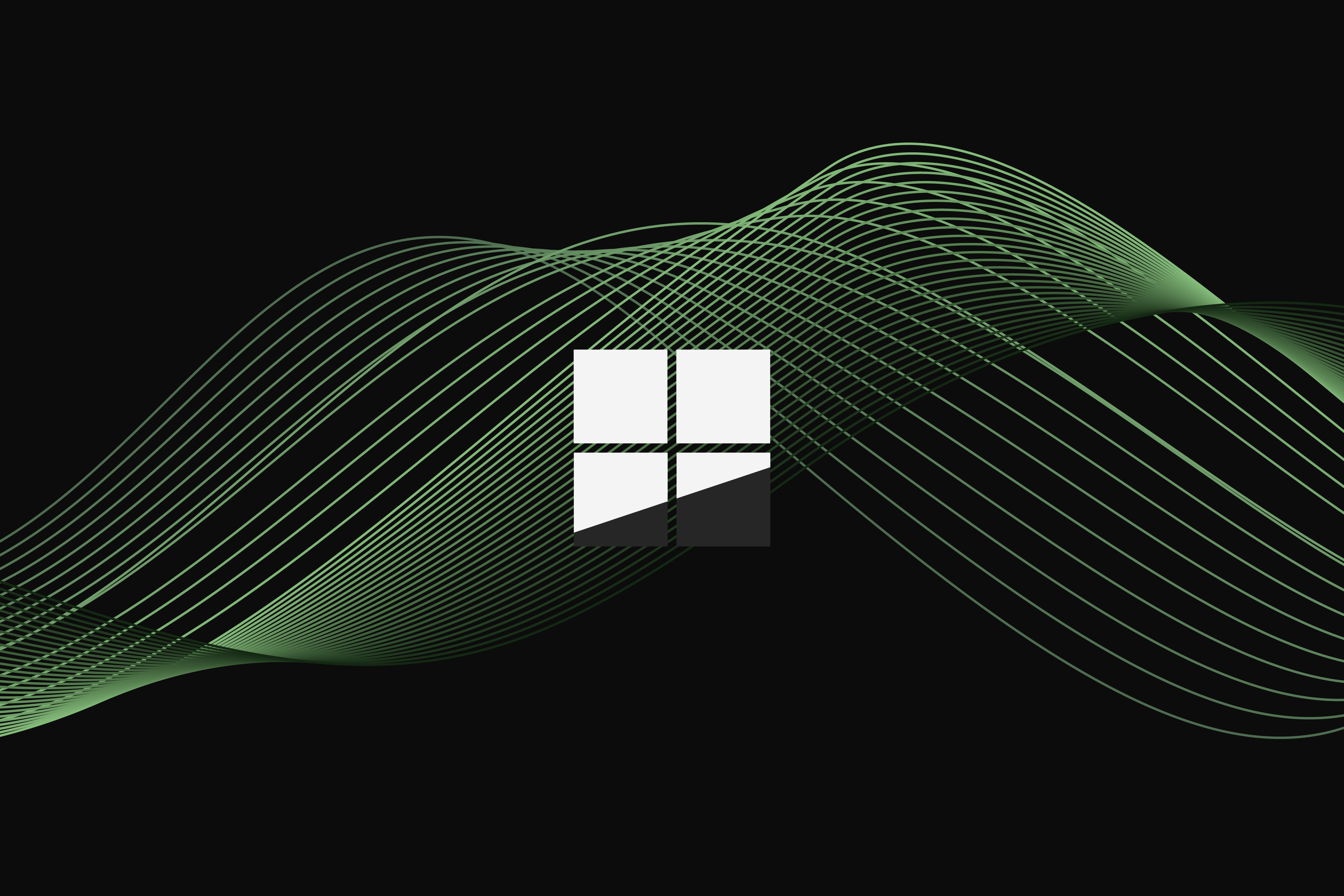 4K, Microsoft, dystopian, black, windows logo, green, logo, lines, simple background, operating system, waveforms, HD Wallpaper